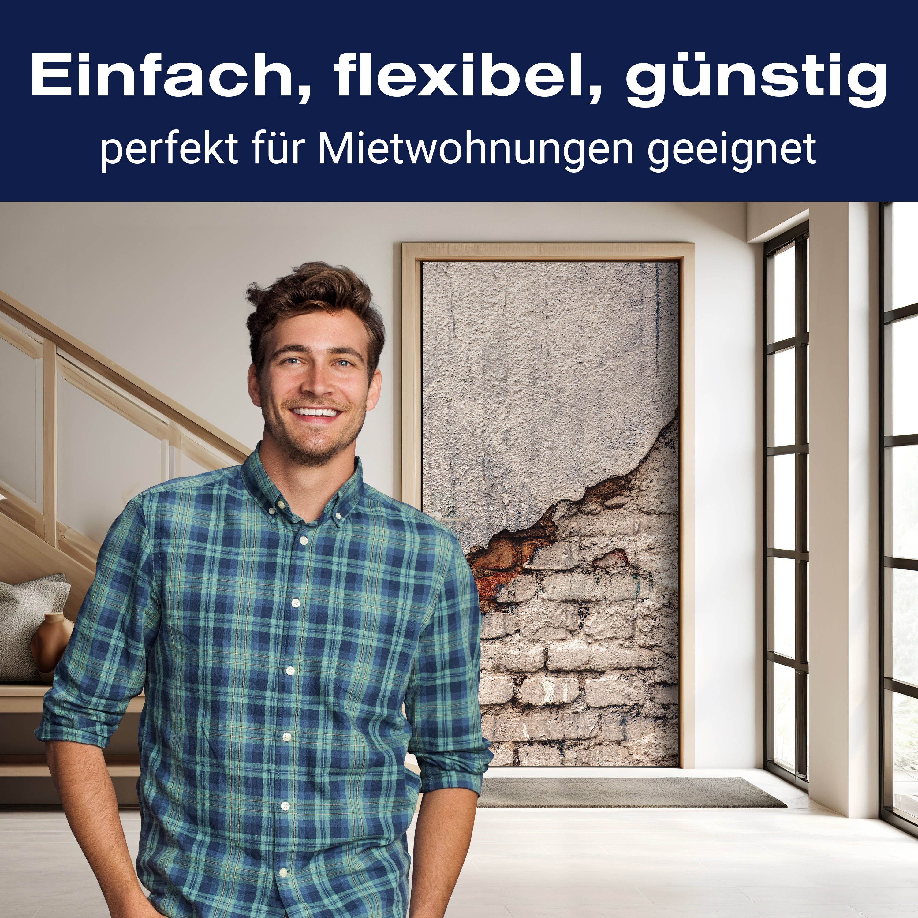 Türtapete alte Mauer, Putz, Risse, Backstein, Wand M1194 - Bild 3 Türtapete alte Mauer, Putz, Risse, Backstein, Wand M1194 - Bild 3