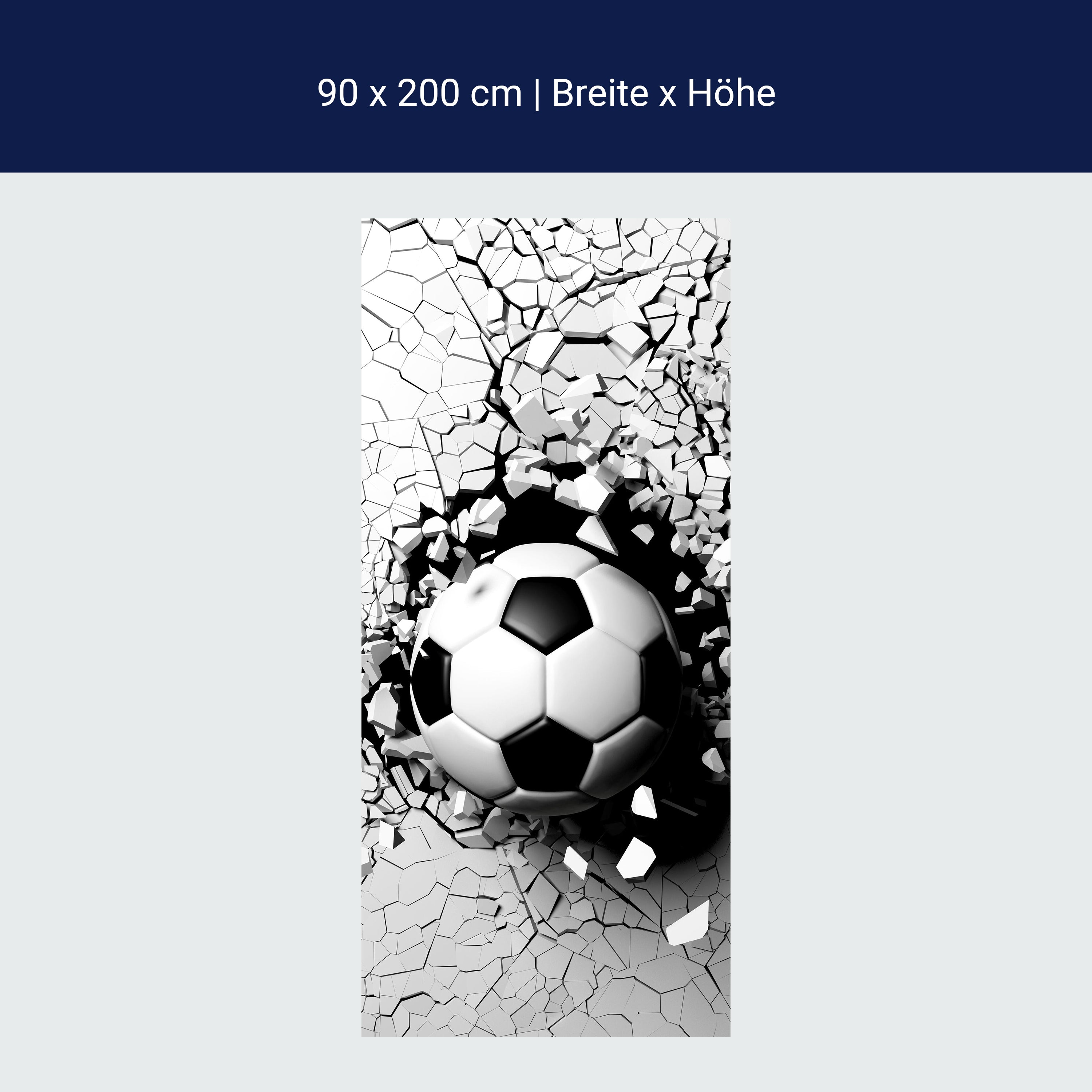 Türtapete Fussball durch Wand, 3D, Sport, Ball M1200 Türtapete Fussball durch Wand, 3D, Sport, Ball M1200