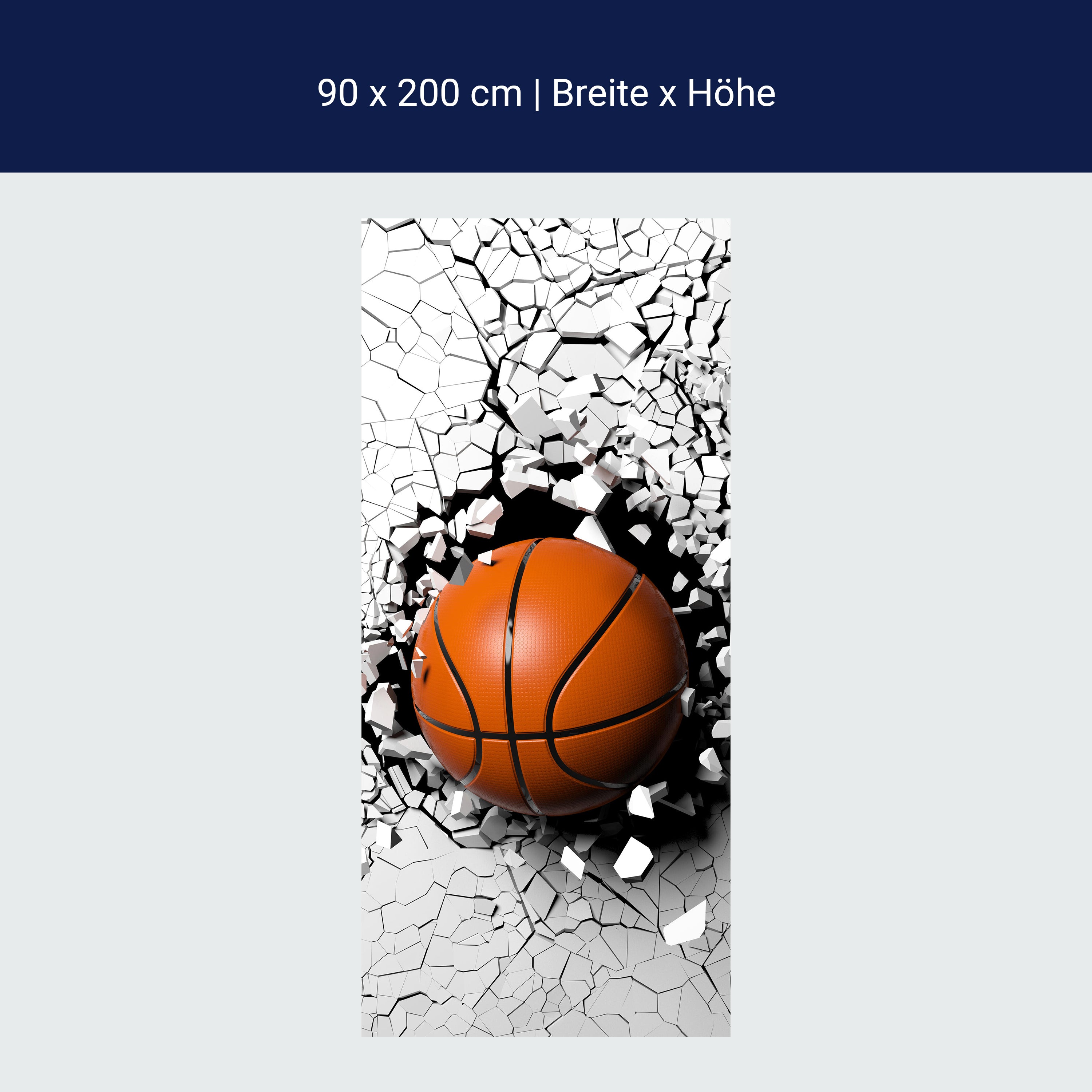 Türtapete Basketball durch Wand, 3D, Sport, Ball M1201 Türtapete Basketball durch Wand, 3D, Sport, Ball M1201