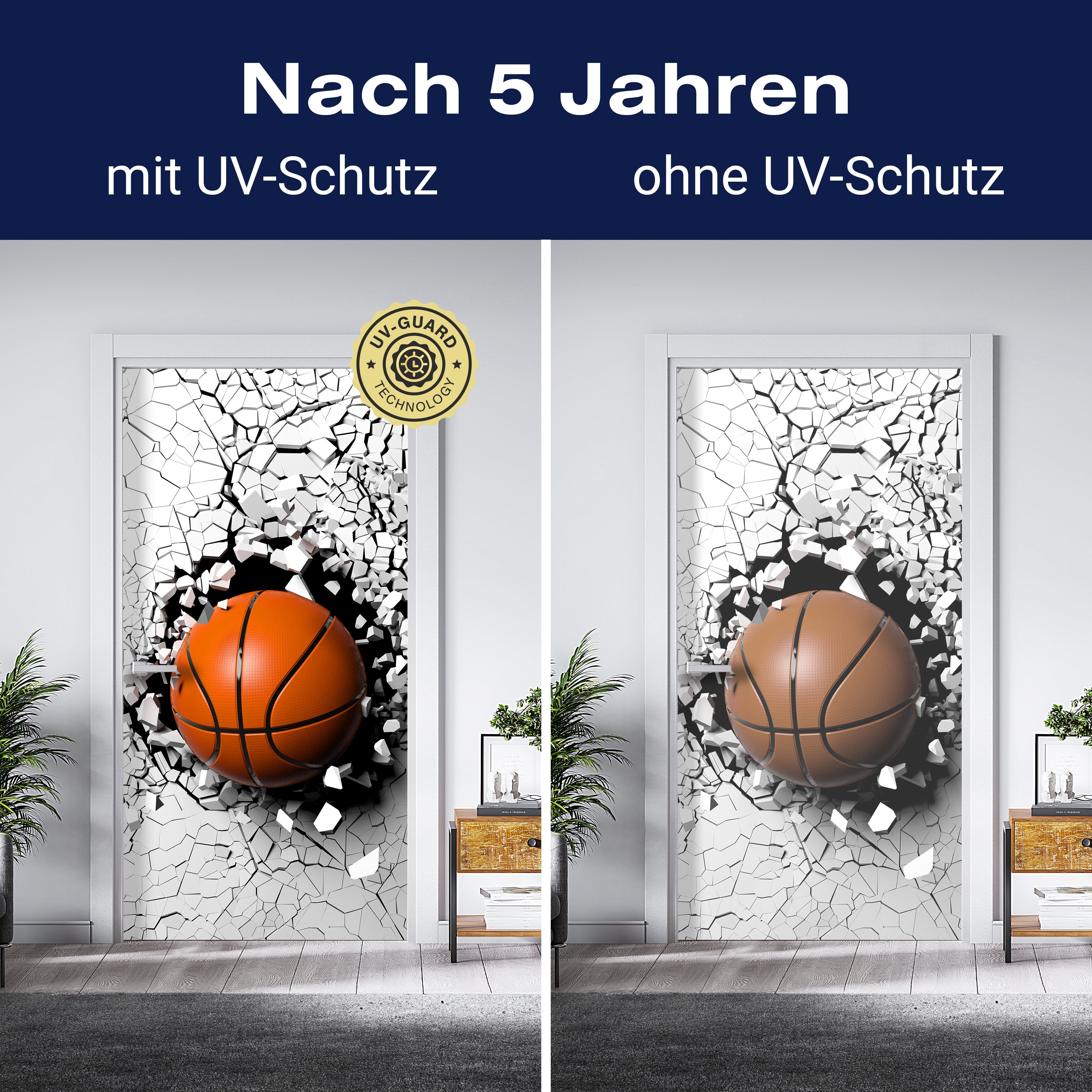 Türtapete Basketball durch Wand, 3D, Sport, Ball M1201 - Bild 4 Türtapete Basketball durch Wand, 3D, Sport, Ball M1201 - Bild 4