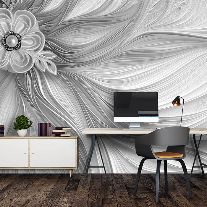 Fototapete Perlen grau Blume M1202 - Bild 1 Fototapete Perlen grau Blume M1202 - Bild 1