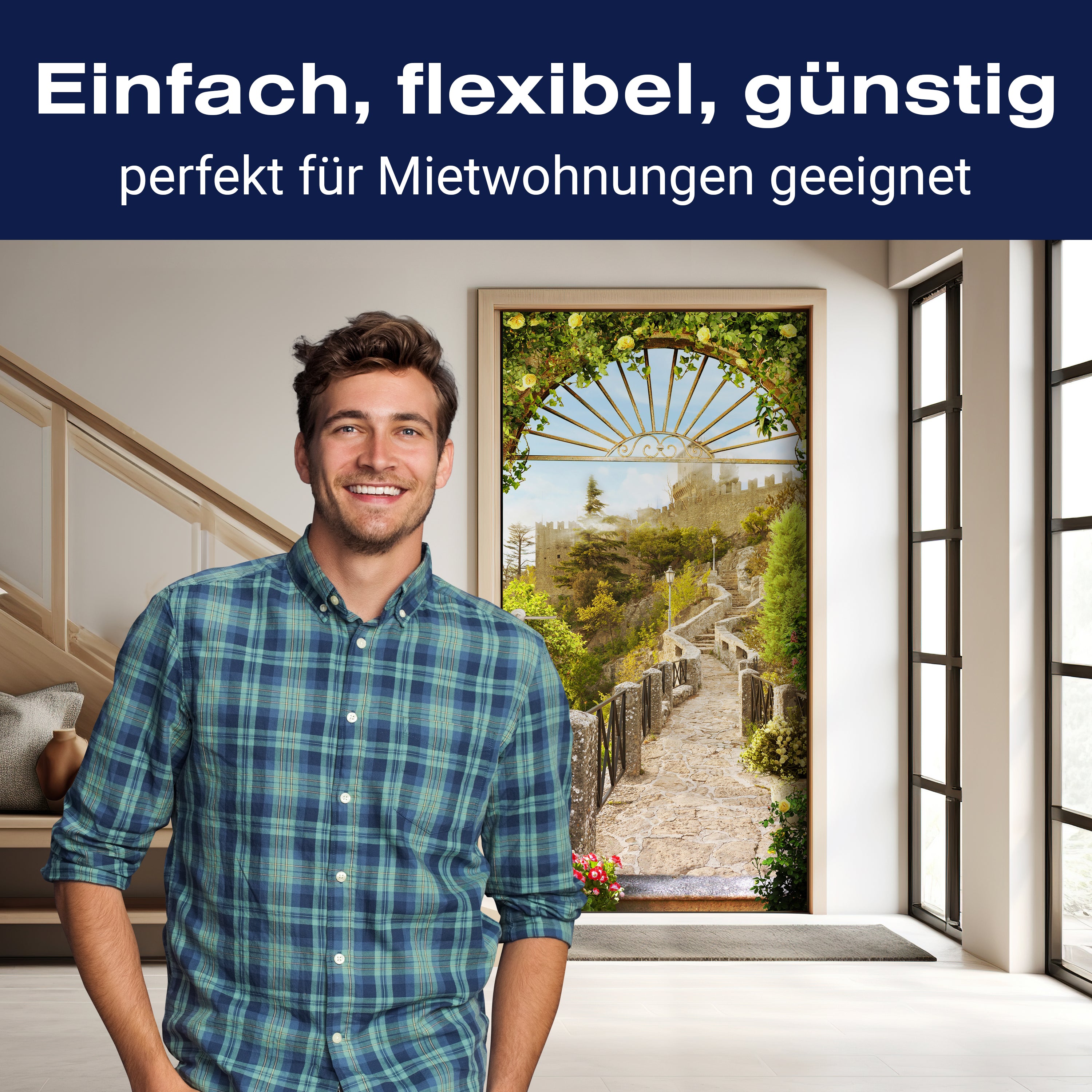 Türtapete Ausblick auf Burg, Tor, Mauer, Treppe M1203 - Bild 3 Türtapete Ausblick auf Burg, Tor, Mauer, Treppe M1203 - Bild 3