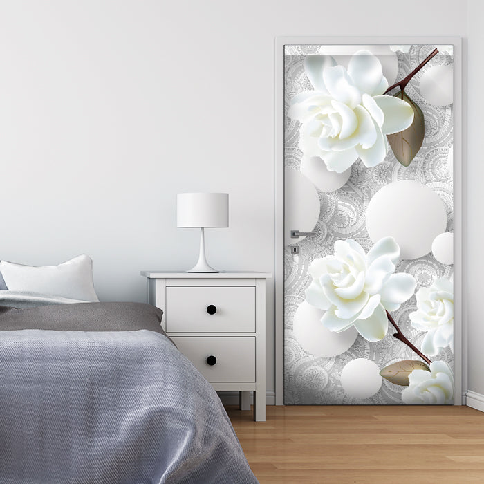 Türtapete Kugeln und Rosen, Blumen, Muster, Formen M1205 - Bild 1 Türtapete Kugeln und Rosen, Blumen, Muster, Formen M1205 - Bild 1