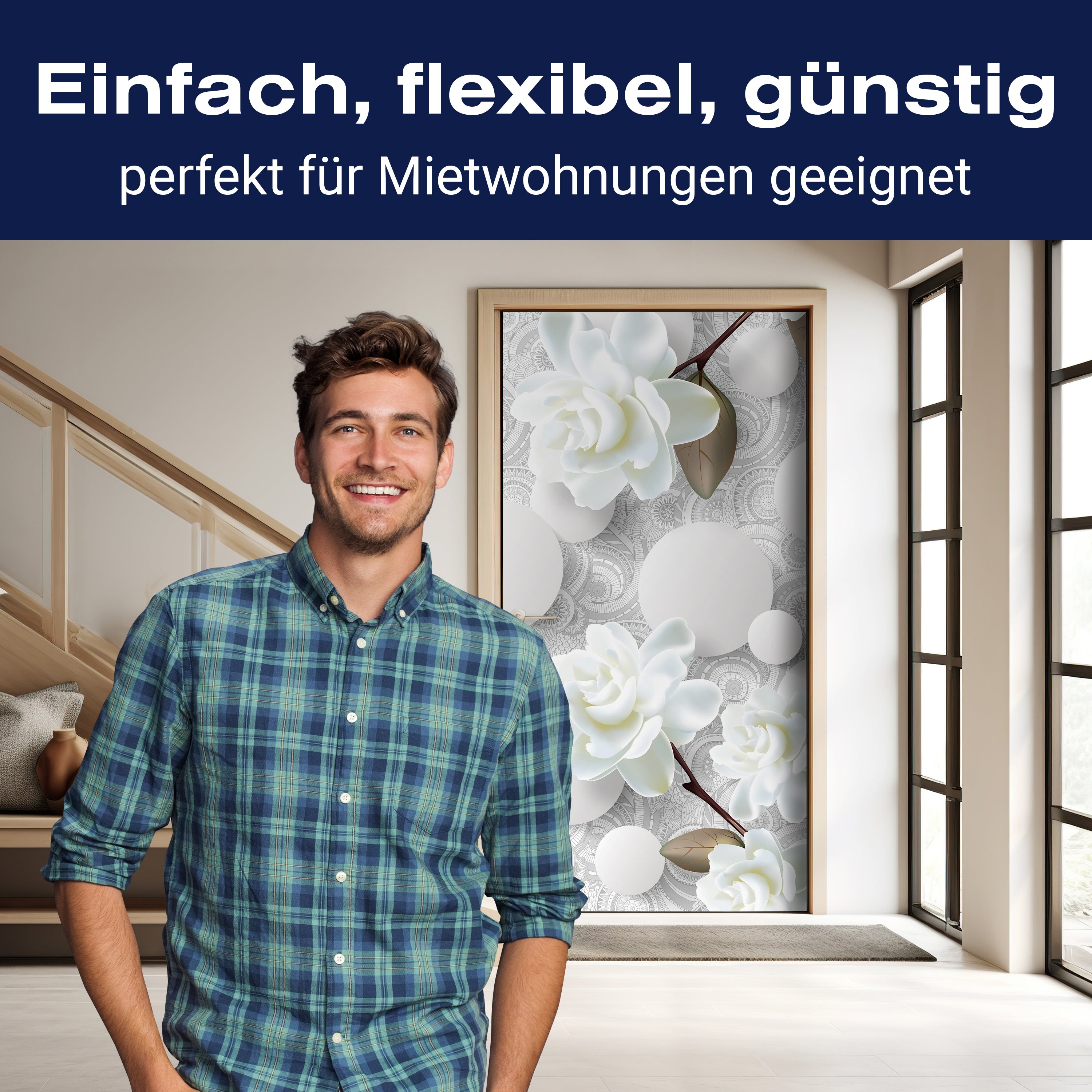 Türtapete Kugeln und Rosen, Blumen, Muster, Formen M1205 - Bild 3 Türtapete Kugeln und Rosen, Blumen, Muster, Formen M1205 - Bild 3