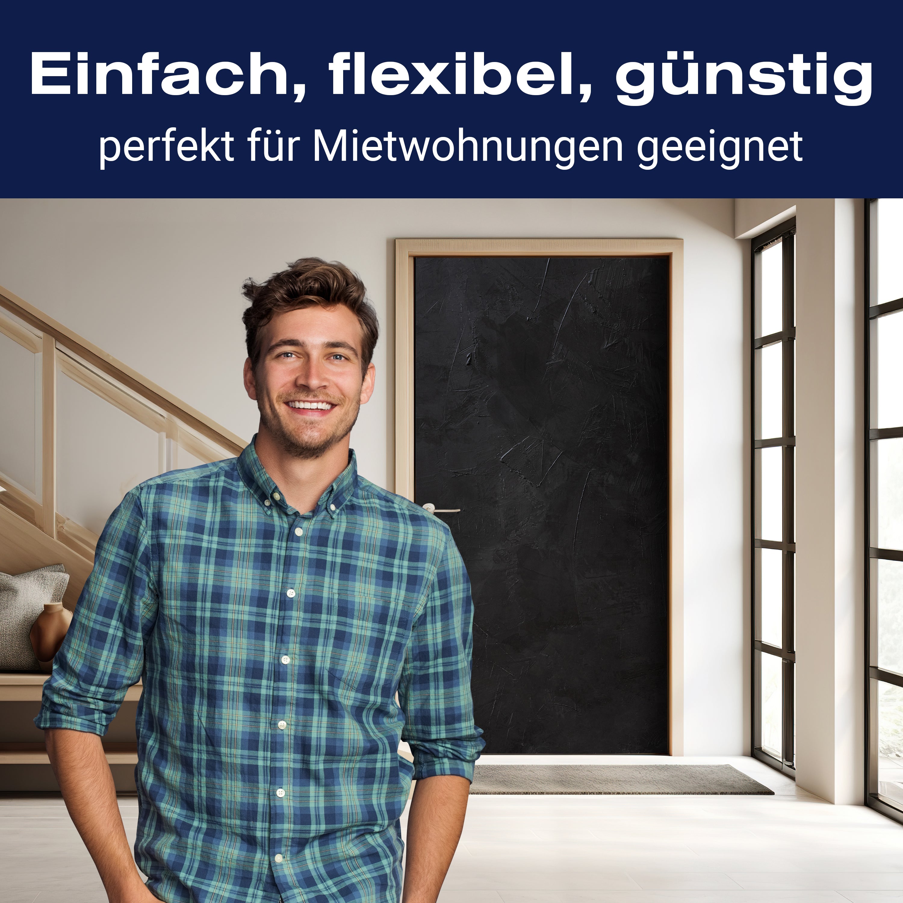 Türtapete schwarze Wand, Spachtel, Anthrazit M1208 - Bild 3 Türtapete schwarze Wand, Spachtel, Anthrazit M1208 - Bild 3