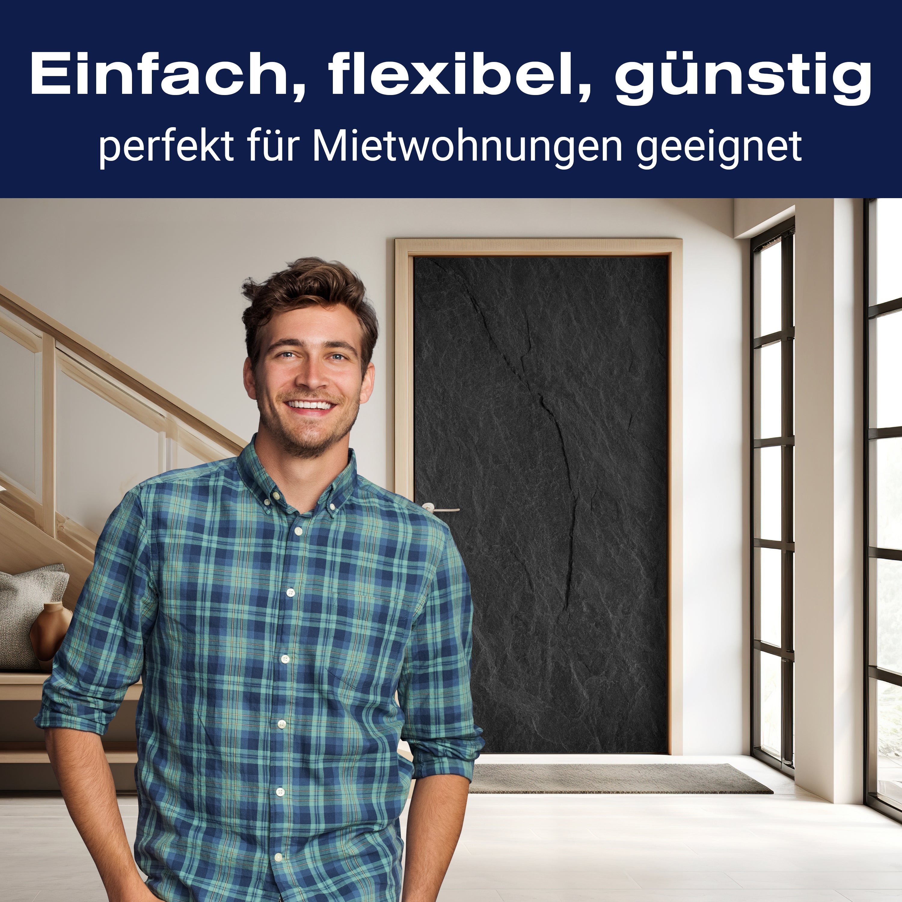 Türtapete Schiefer Wand, Anthrazit, Schwarz, Stein M1209 - Bild 3 Türtapete Schiefer Wand, Anthrazit, Schwarz, Stein M1209 - Bild 3