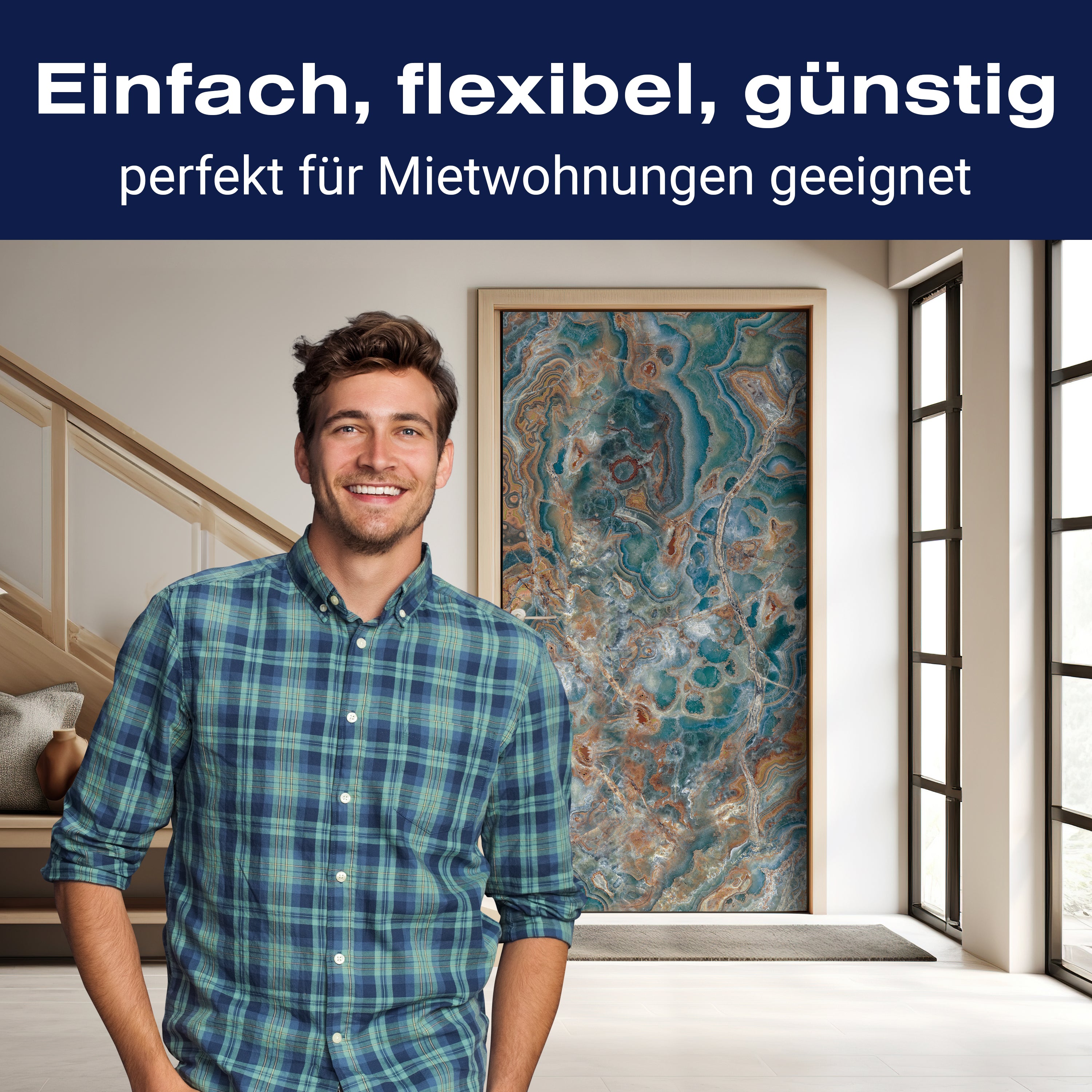 Türtapete Naturstein Blau Braun, Steine, Muster M1216 - Bild 3 Türtapete Naturstein Blau Braun, Steine, Muster M1216 - Bild 3