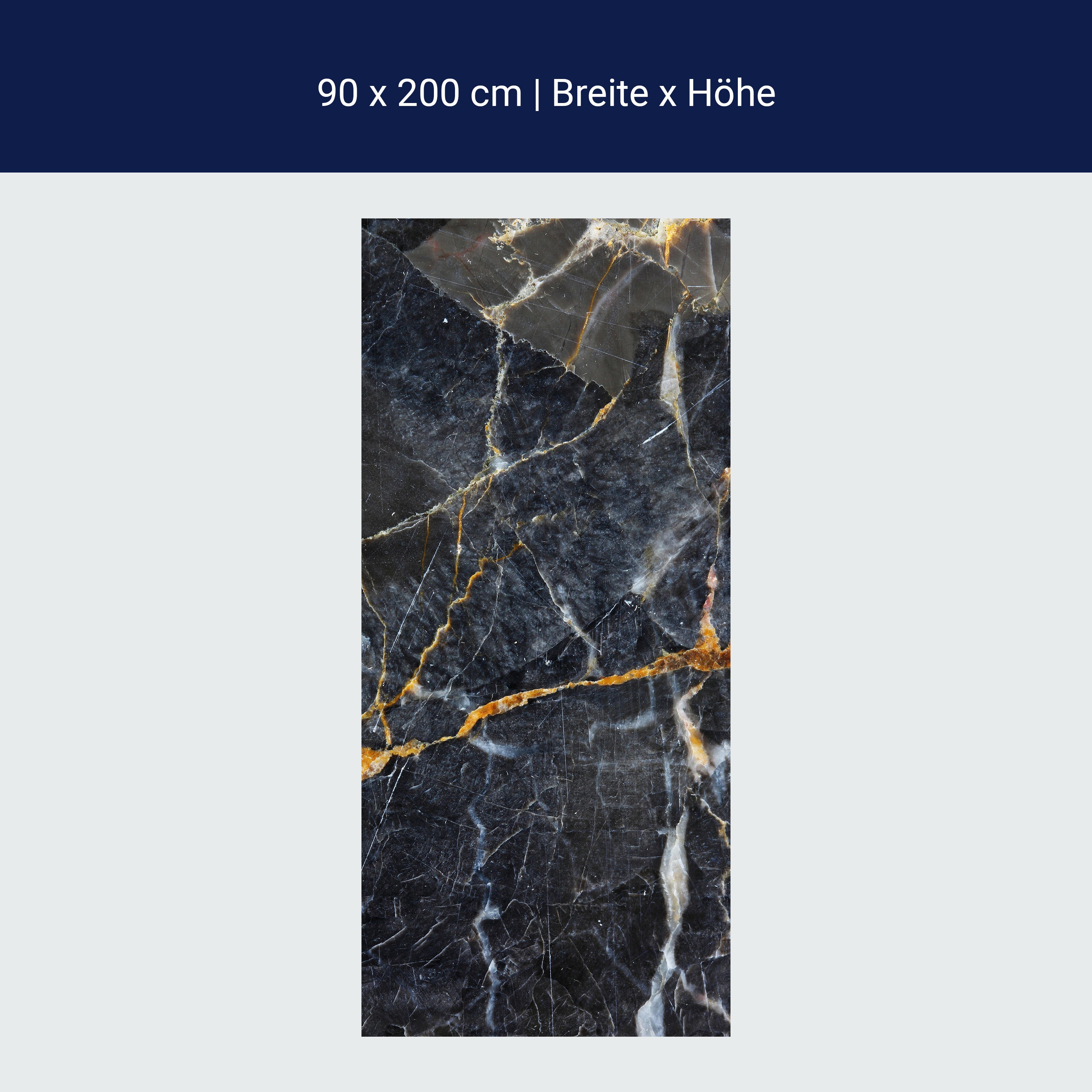 Türtapete Schwarzer Marmor, Gold, Weiß, Naturstein M1218 Türtapete Schwarzer Marmor, Gold, Weiß, Naturstein M1218