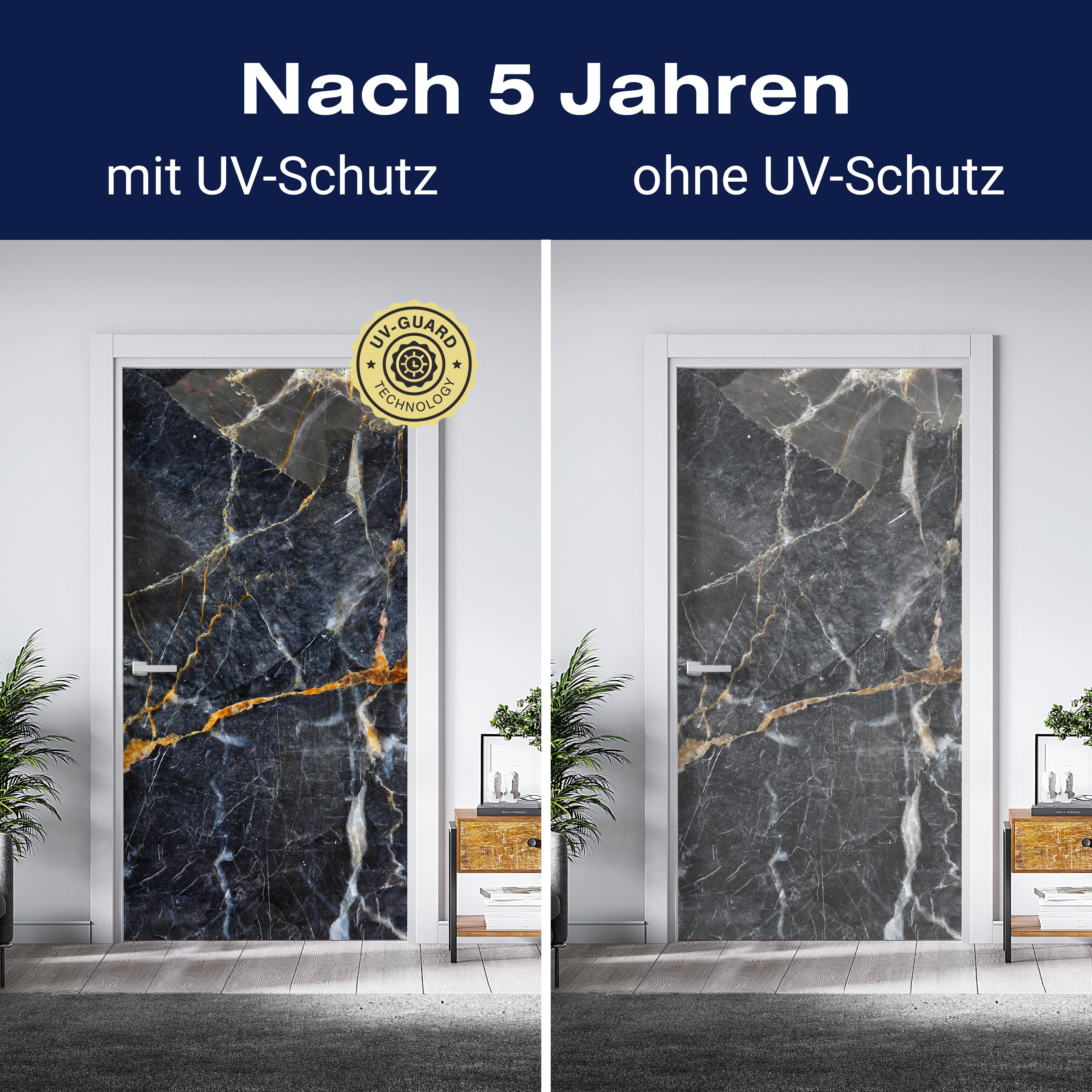 Türtapete Schwarzer Marmor, Gold, Weiß, Naturstein M1218 - Bild 4 Türtapete Schwarzer Marmor, Gold, Weiß, Naturstein M1218 - Bild 4