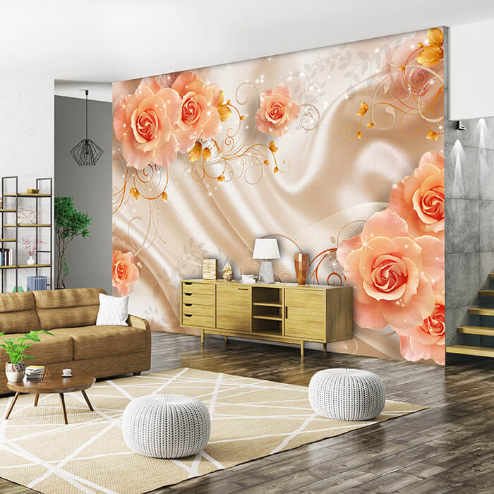 Fototapete Rosen Ornament Stofftuch M1223 - Bild 1 Fototapete Rosen Ornament Stofftuch M1223 - Bild 1