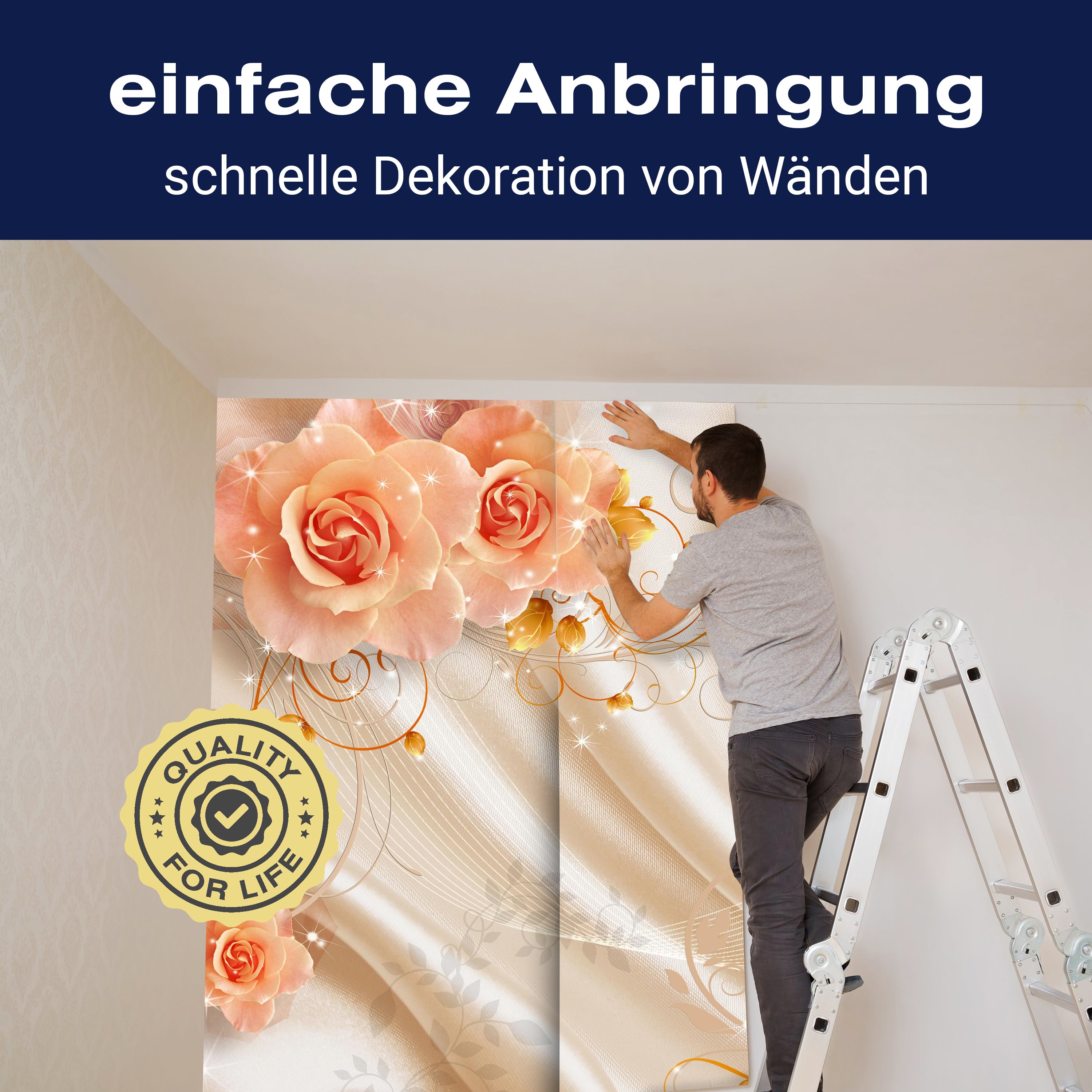 Fototapete Rosen Ornament Stofftuch M1223 - Bild 3 Fototapete Rosen Ornament Stofftuch M1223 - Bild 3