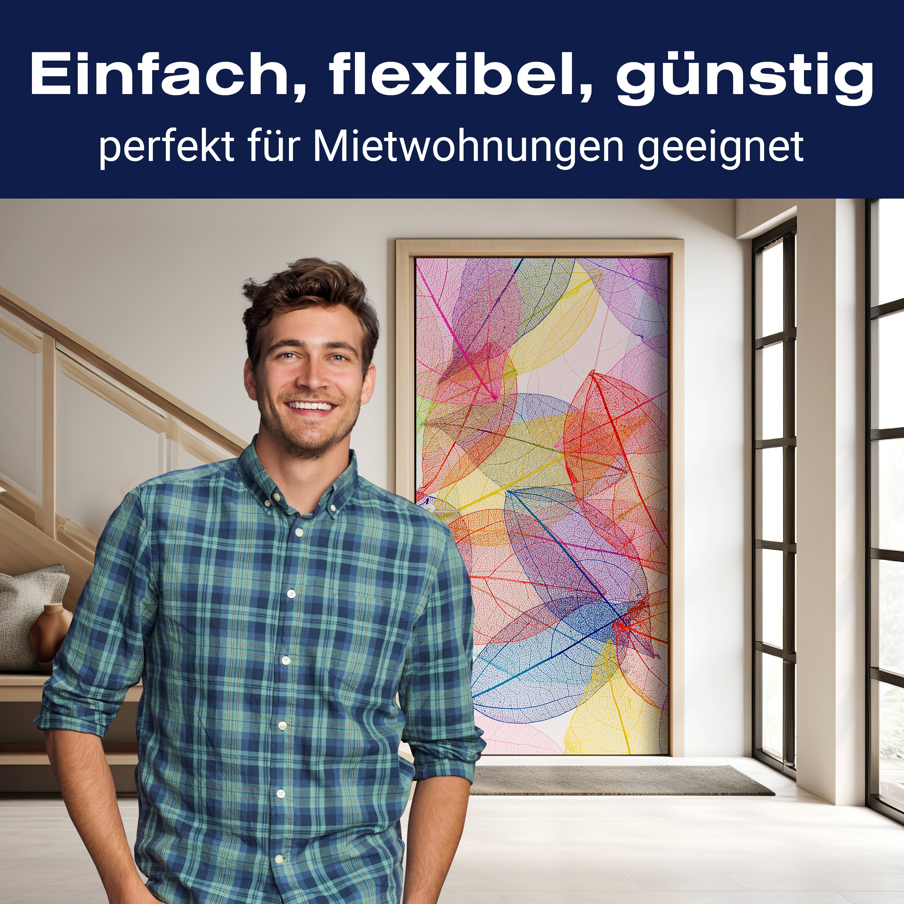 Türtapete bunte Blätter, Blatt Skelett, Pflanzen M1226 - Bild 3 Türtapete bunte Blätter, Blatt Skelett, Pflanzen M1226 - Bild 3