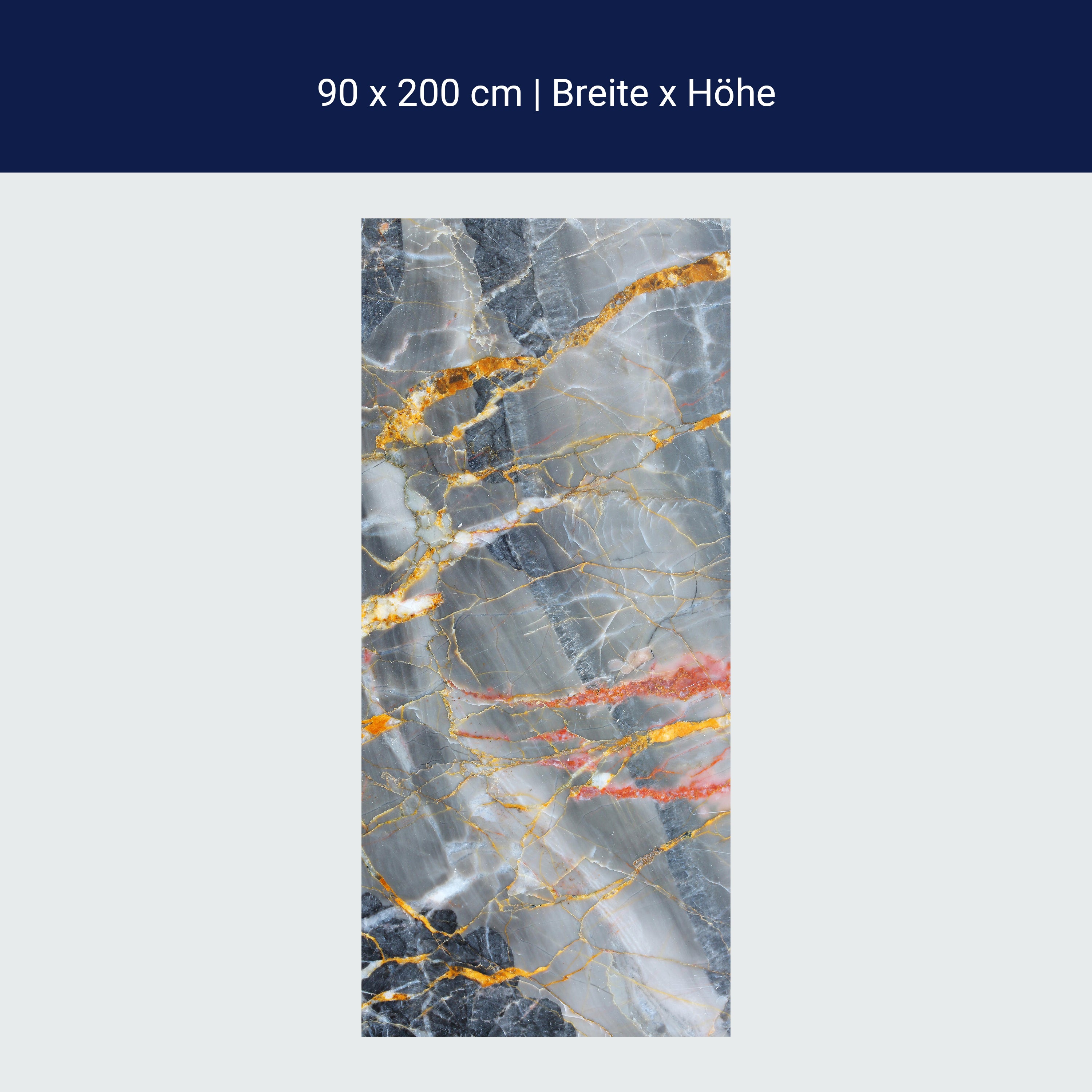 Türtapete grauer Marmor, Gold, Rot, Risse, Stein M1228 Türtapete grauer Marmor, Gold, Rot, Risse, Stein M1228