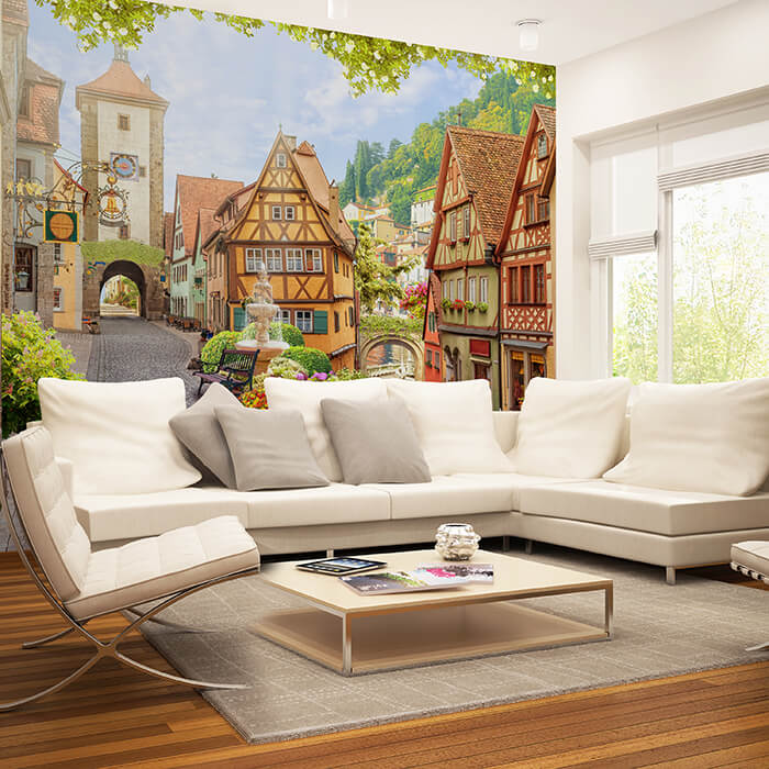 Fototapete Rothenburg Mittelalter Weg M1236 - Bild 1 Fototapete Rothenburg Mittelalter Weg M1236 - Bild 1