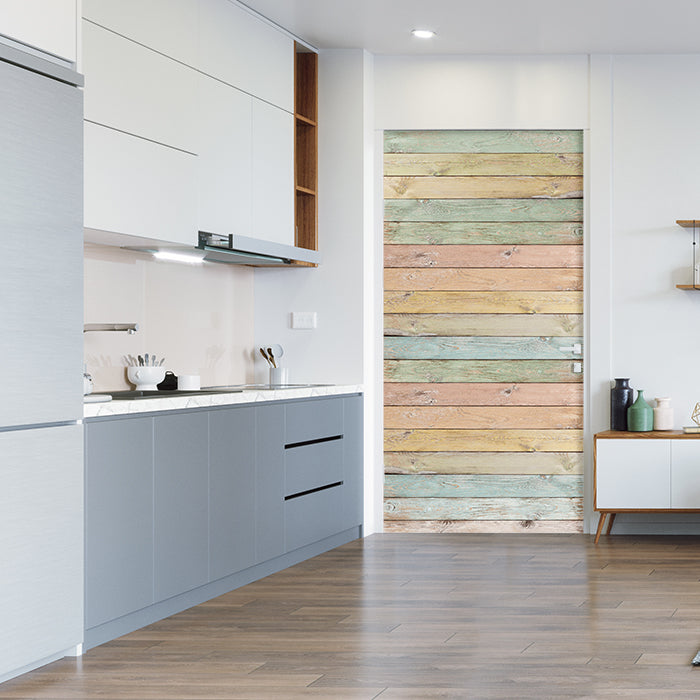 Türtapete bunte Holzplatte, Palisaden, bunt, Holz M1239 - Bild 1 Türtapete bunte Holzplatte, Palisaden, bunt, Holz M1239 - Bild 1