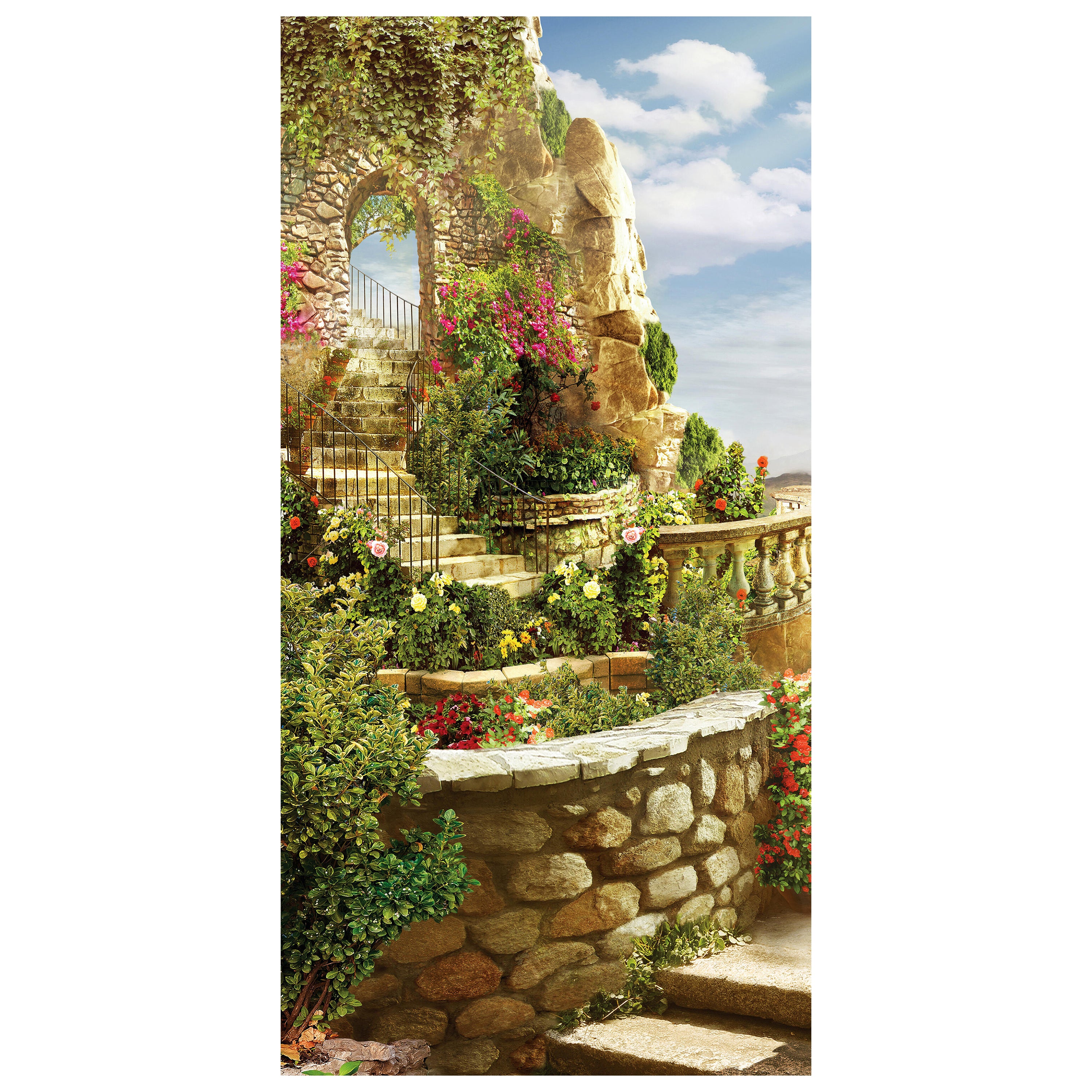 Türtapete Pflanzen an Steintreppe, Mediterran M1241 - Bild 2 Türtapete Pflanzen an Steintreppe, Mediterran M1241 - Bild 2