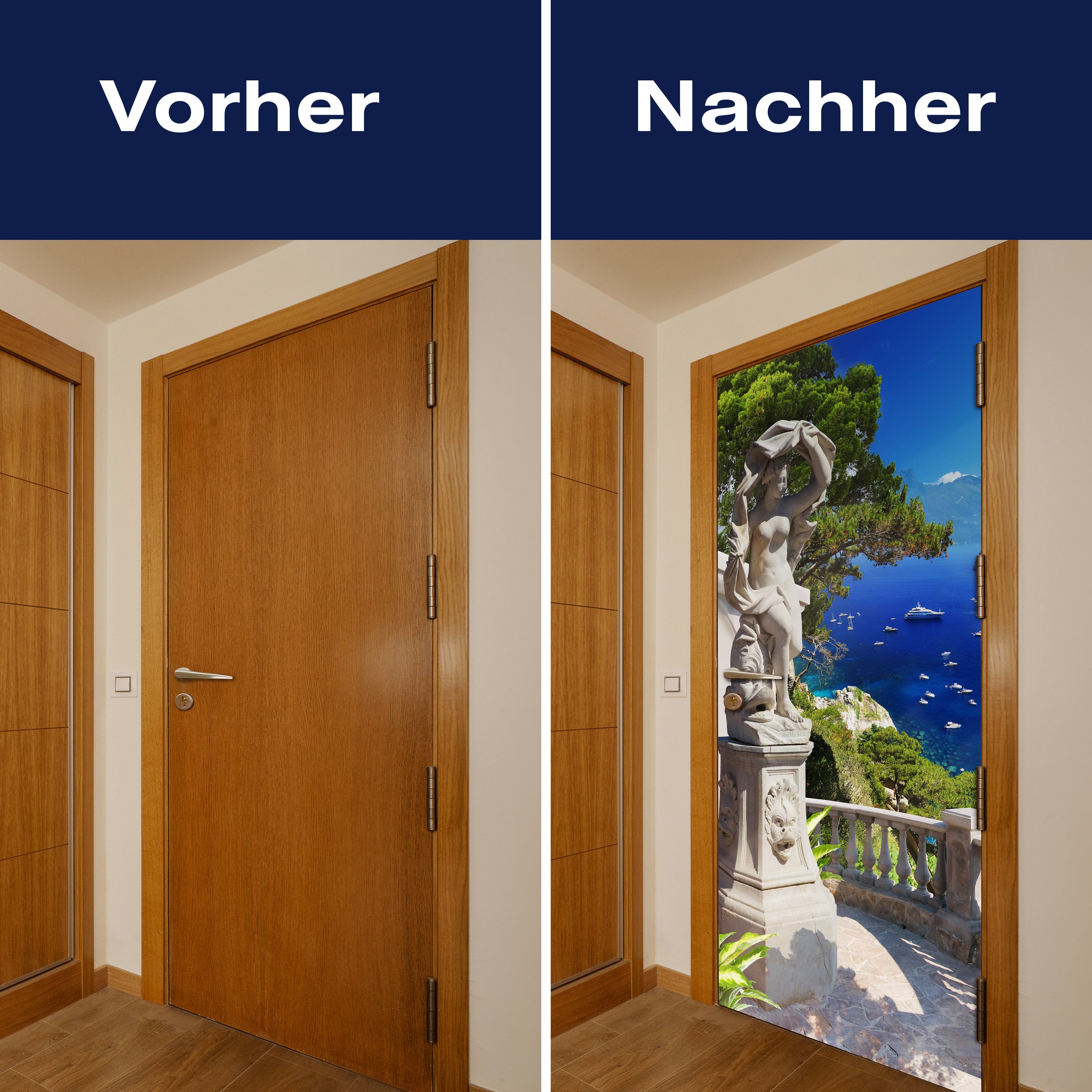 Türtapete Statue auf Balkon, Blick aufs Meer, Baum M1243 - Bild 10 Türtapete Statue auf Balkon, Blick aufs Meer, Baum M1243 - Bild 10