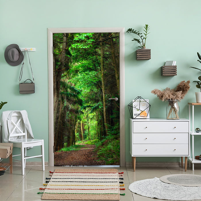 Türtapete Waldweg am Tag, Wälder, Bäume, Grün M1244 - Bild 1 Türtapete Waldweg am Tag, Wälder, Bäume, Grün M1244 - Bild 1
