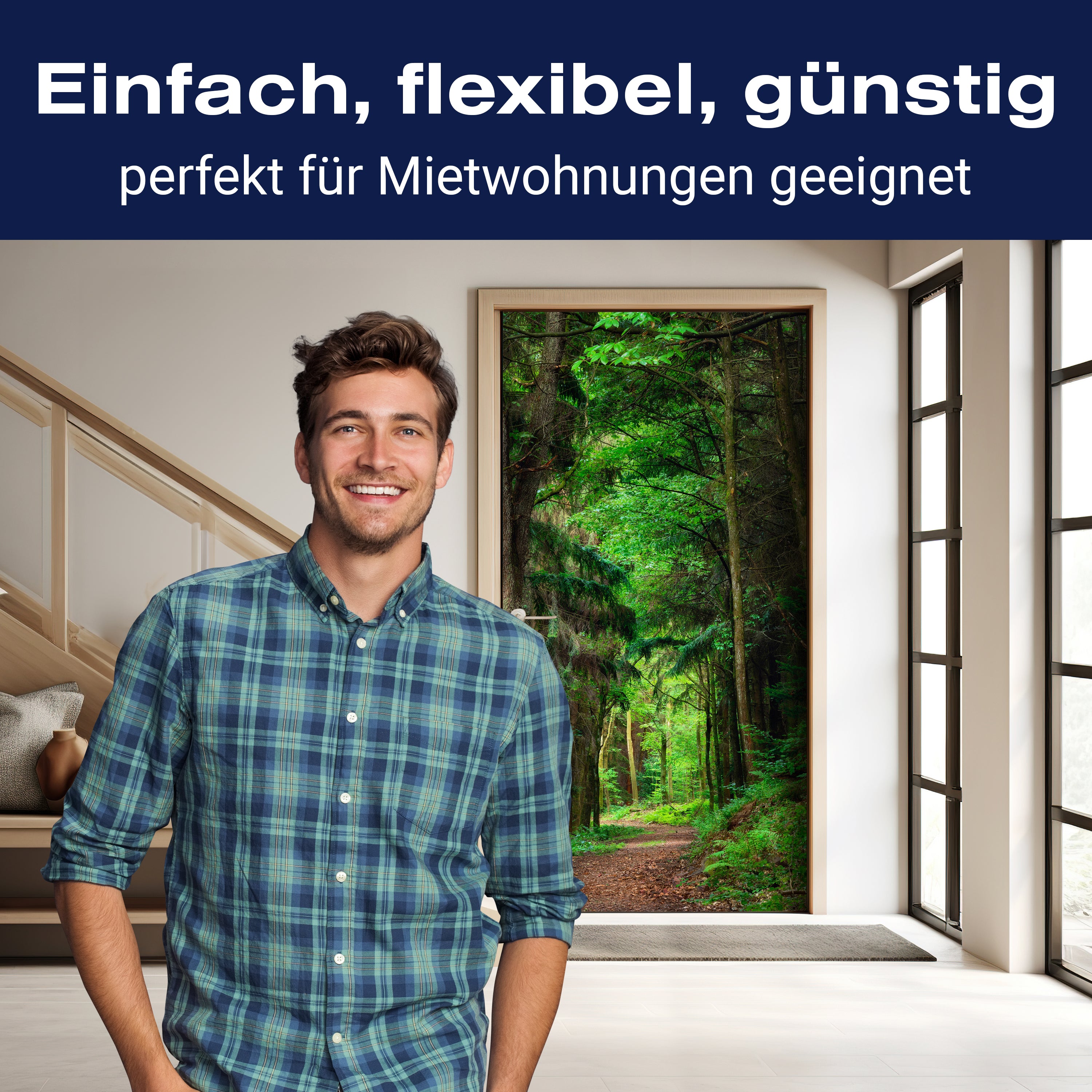 Türtapete Waldweg am Tag, Wälder, Bäume, Grün M1244 - Bild 3 Türtapete Waldweg am Tag, Wälder, Bäume, Grün M1244 - Bild 3