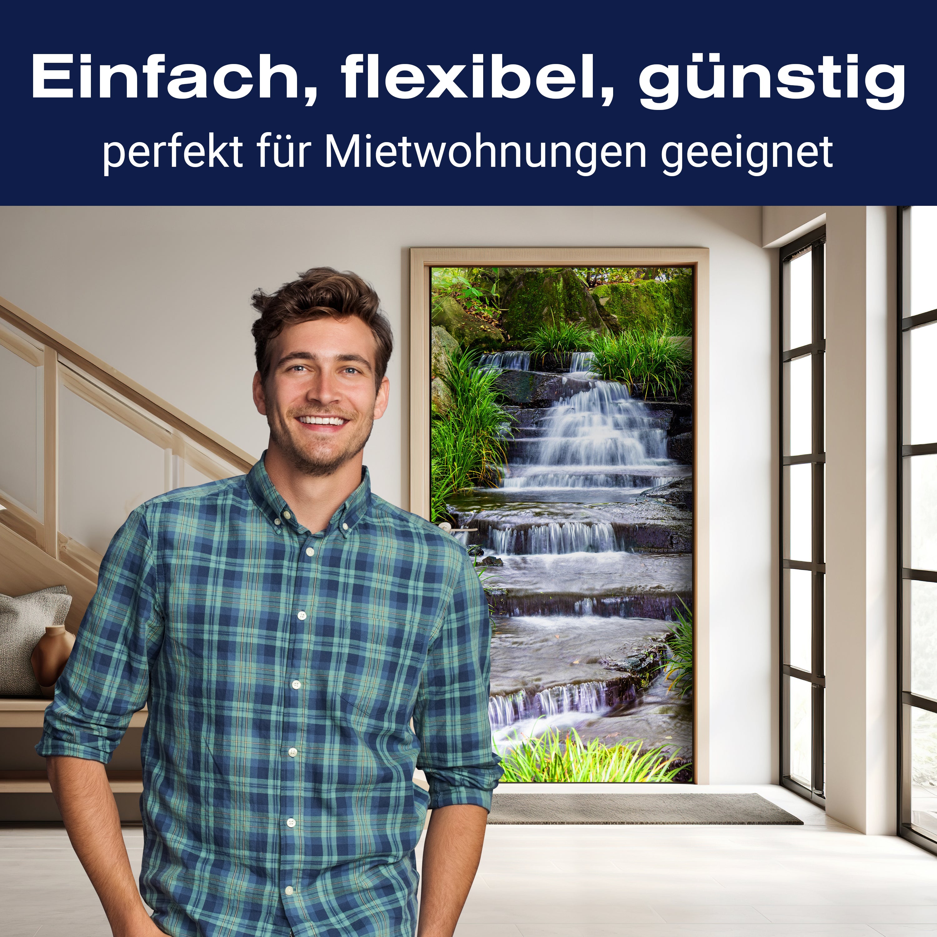 Türtapete Wasserfall am Bach, Stufen, Wasser M1246 - Bild 3 Türtapete Wasserfall am Bach, Stufen, Wasser M1246 - Bild 3