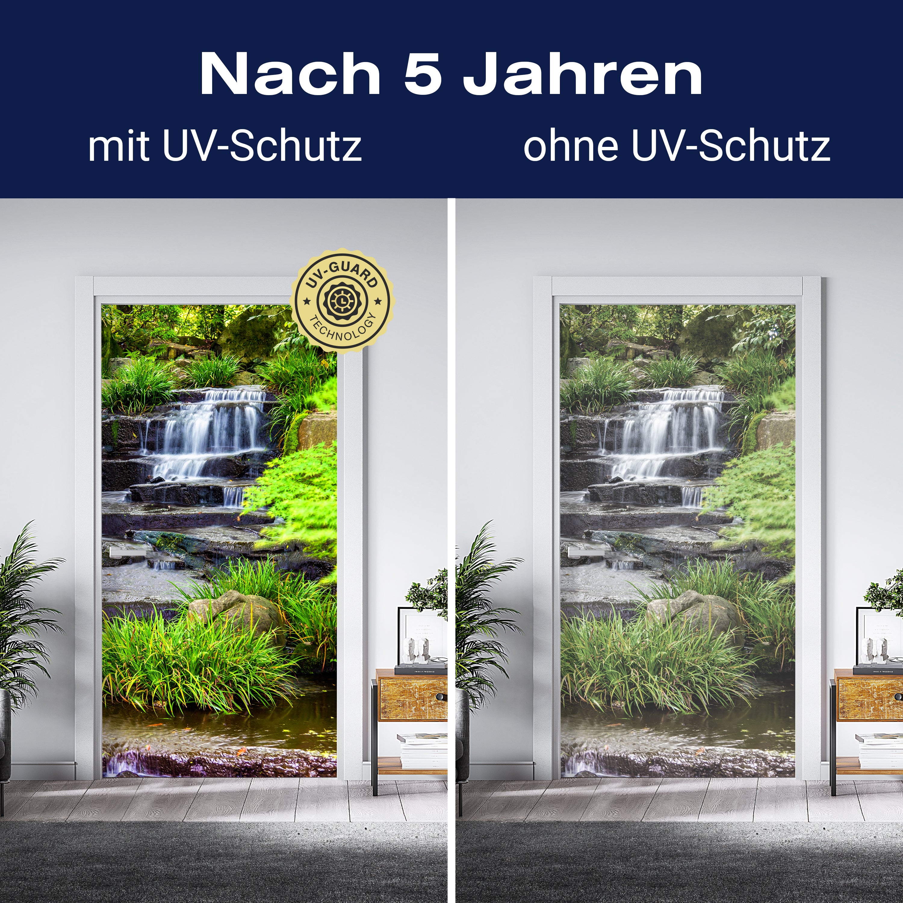 Türtapete Wasserfall, Treppe, Wasser, Bach, Grün M1247 - Bild 4 Türtapete Wasserfall, Treppe, Wasser, Bach, Grün M1247 - Bild 4