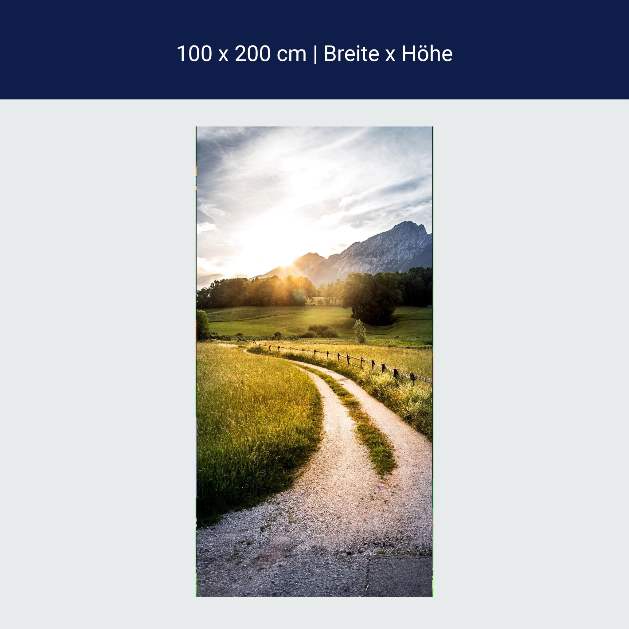 Türtapete Bergpanorama am Abend, Sonne, Berge M1250 Türtapete Bergpanorama am Abend, Sonne, Berge M1250