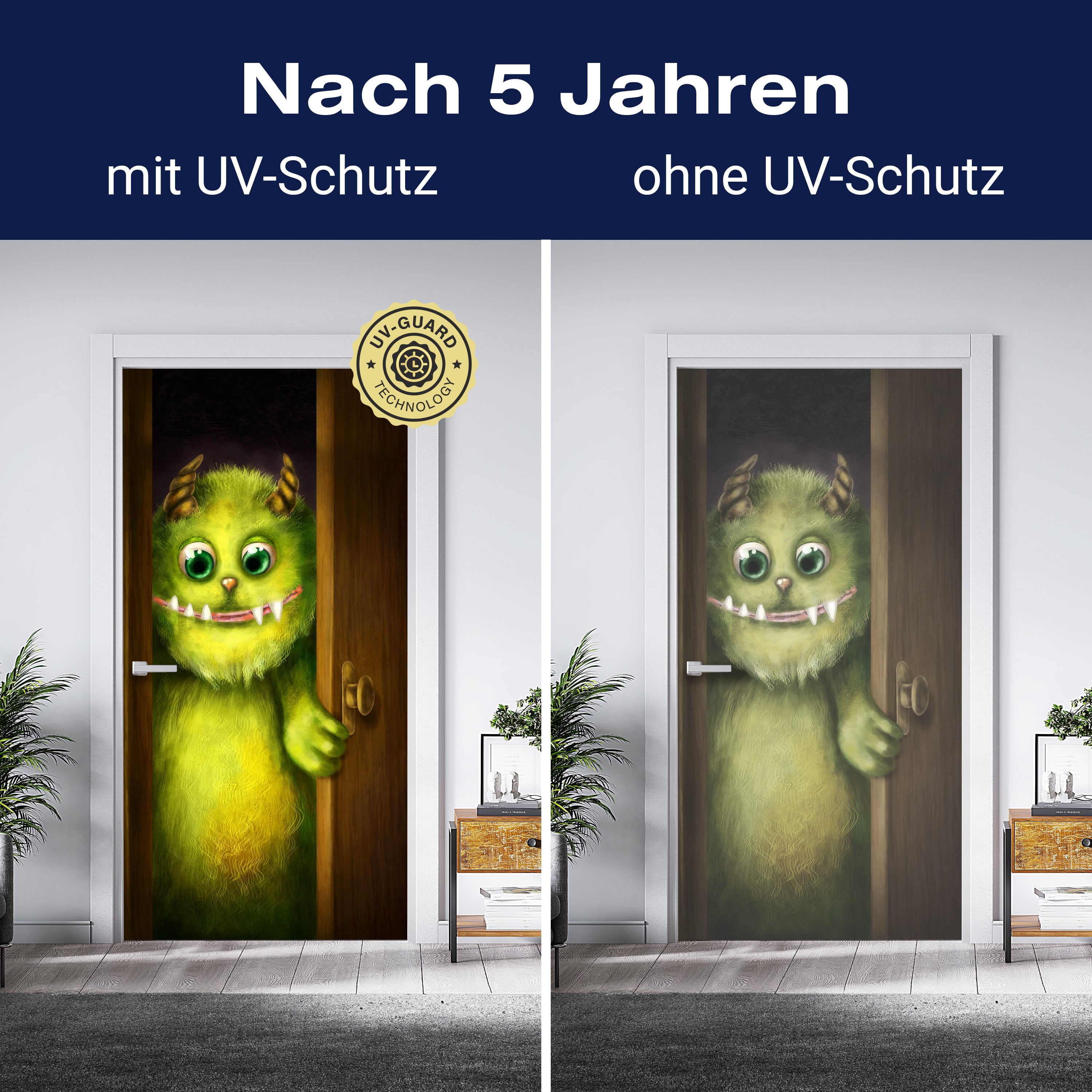 Türtapete grünes Monster in der Tür, Hörner, Zähne M1252 - Bild 4 Türtapete grünes Monster in der Tür, Hörner, Zähne M1252 - Bild 4