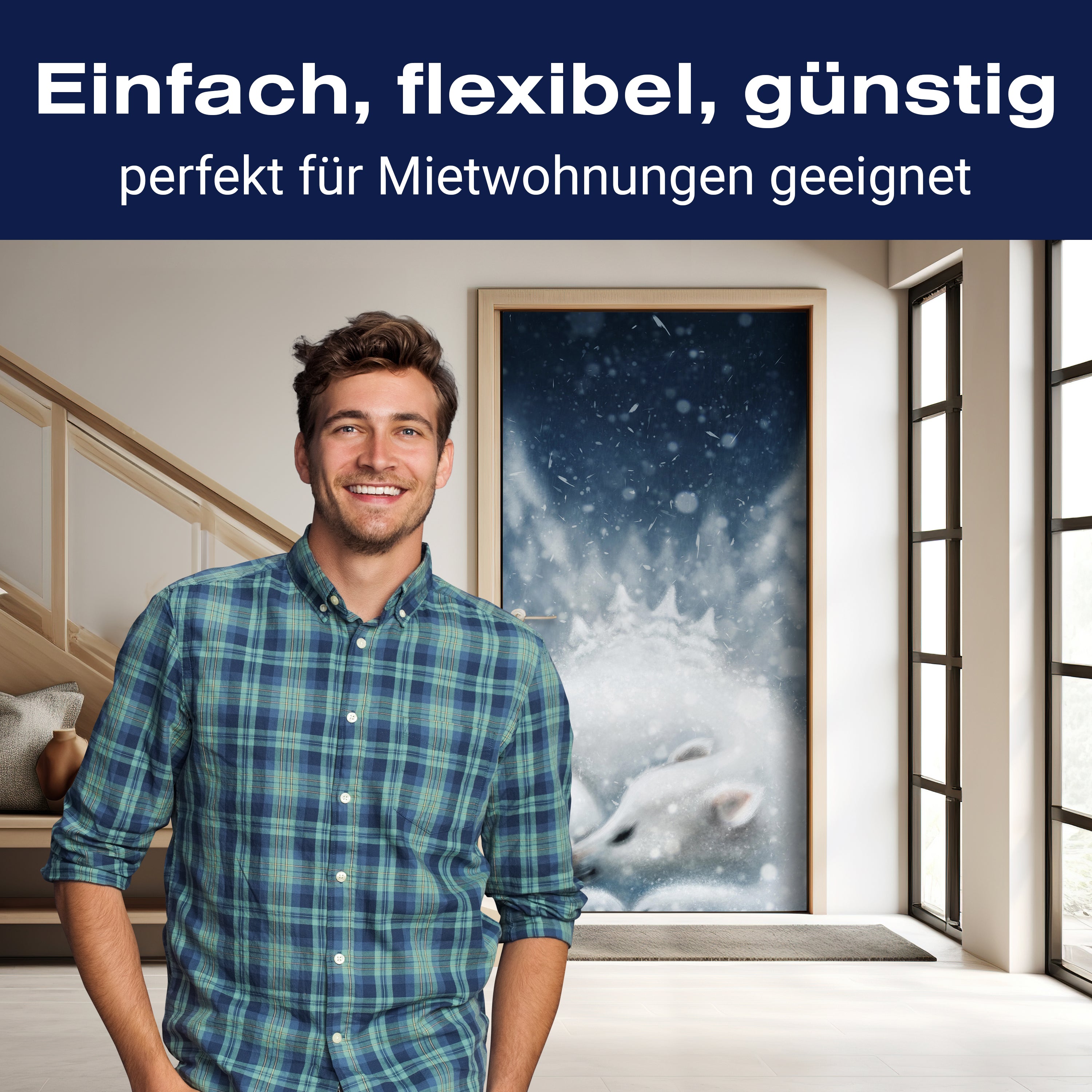 Türtapete Fuchs im Schnee, Wald, Illustration M1253 - Bild 3 Türtapete Fuchs im Schnee, Wald, Illustration M1253 - Bild 3