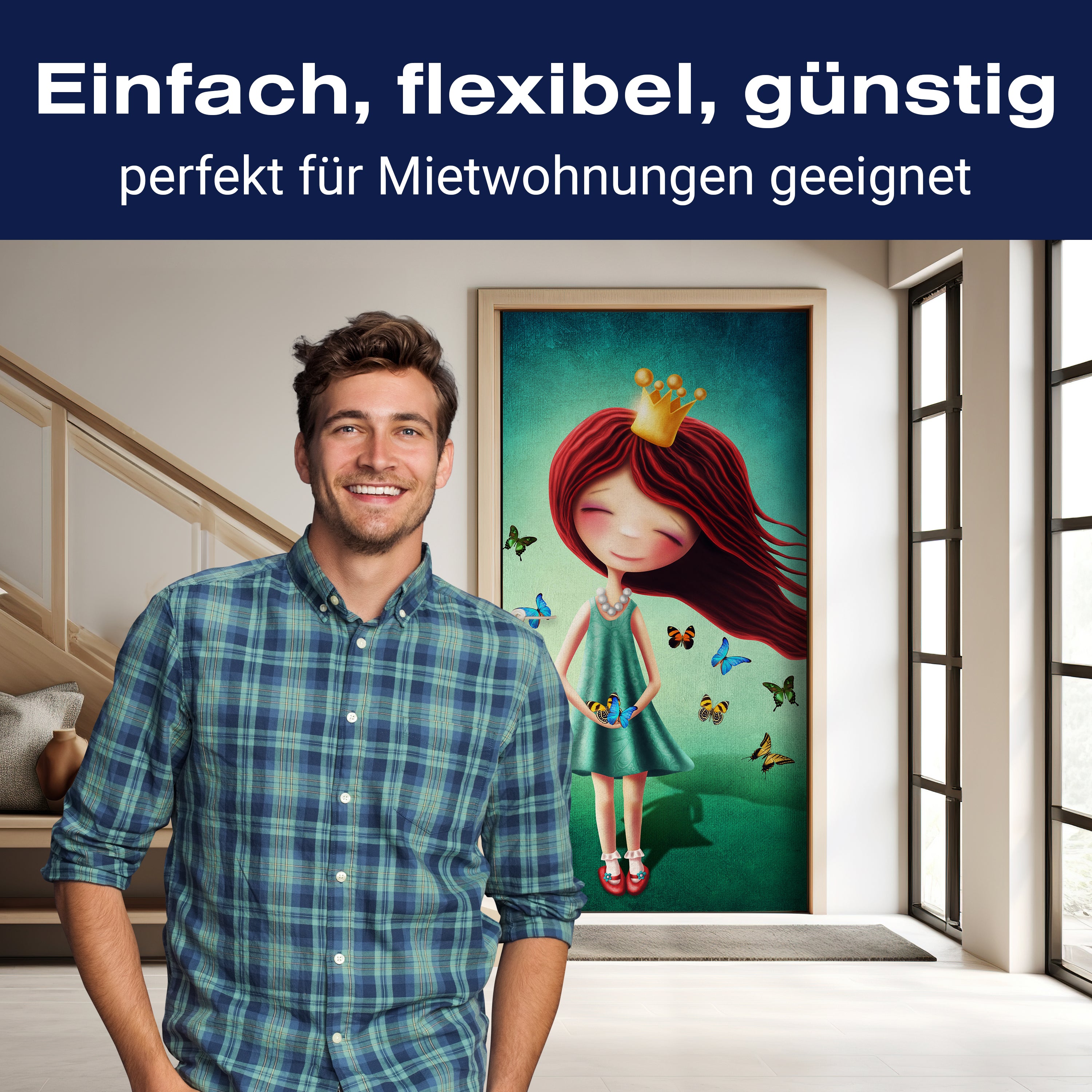 Türtapete kleine Prinzessin, Schmetterlinge, Krone M1254 - Bild 3 Türtapete kleine Prinzessin, Schmetterlinge, Krone M1254 - Bild 3