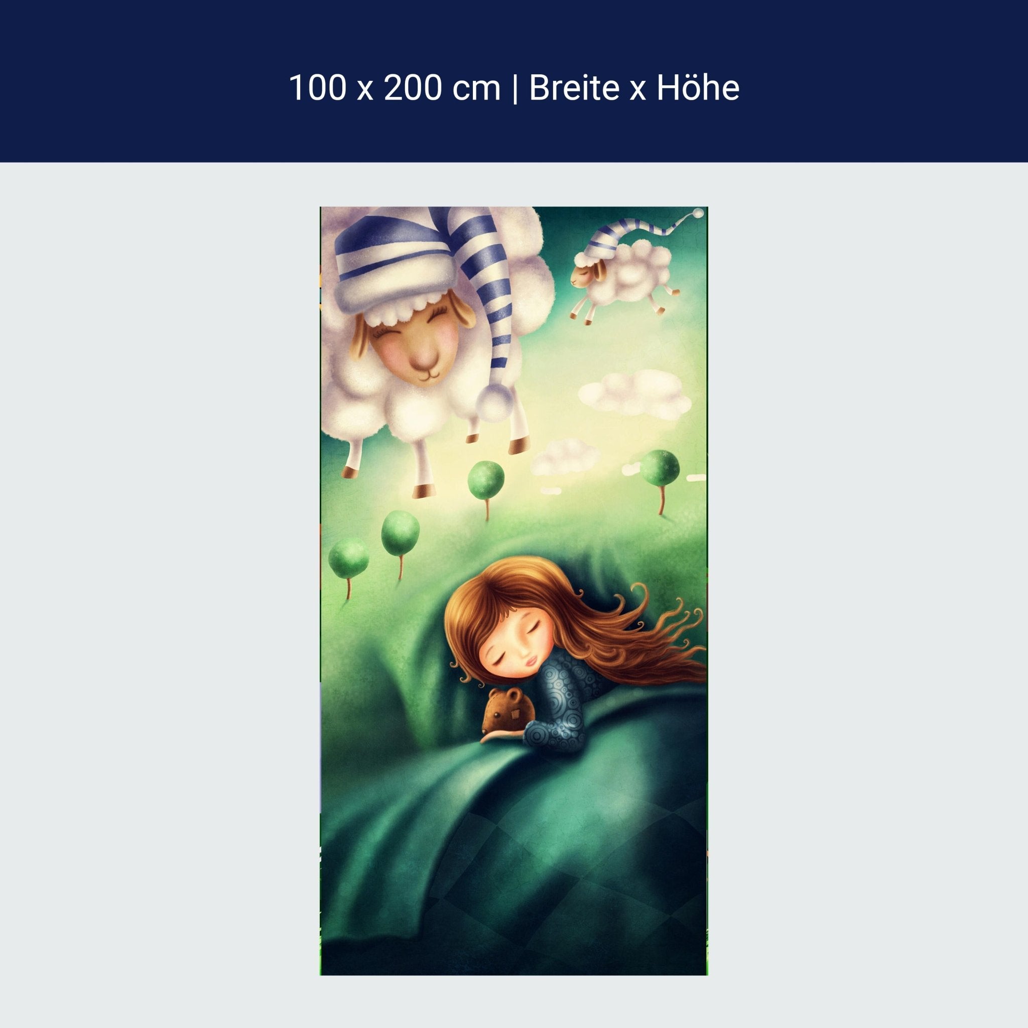 Türtapete schlafendes Kind, Schafe, Träumen, Baum M1255 Türtapete schlafendes Kind, Schafe, Träumen, Baum M1255