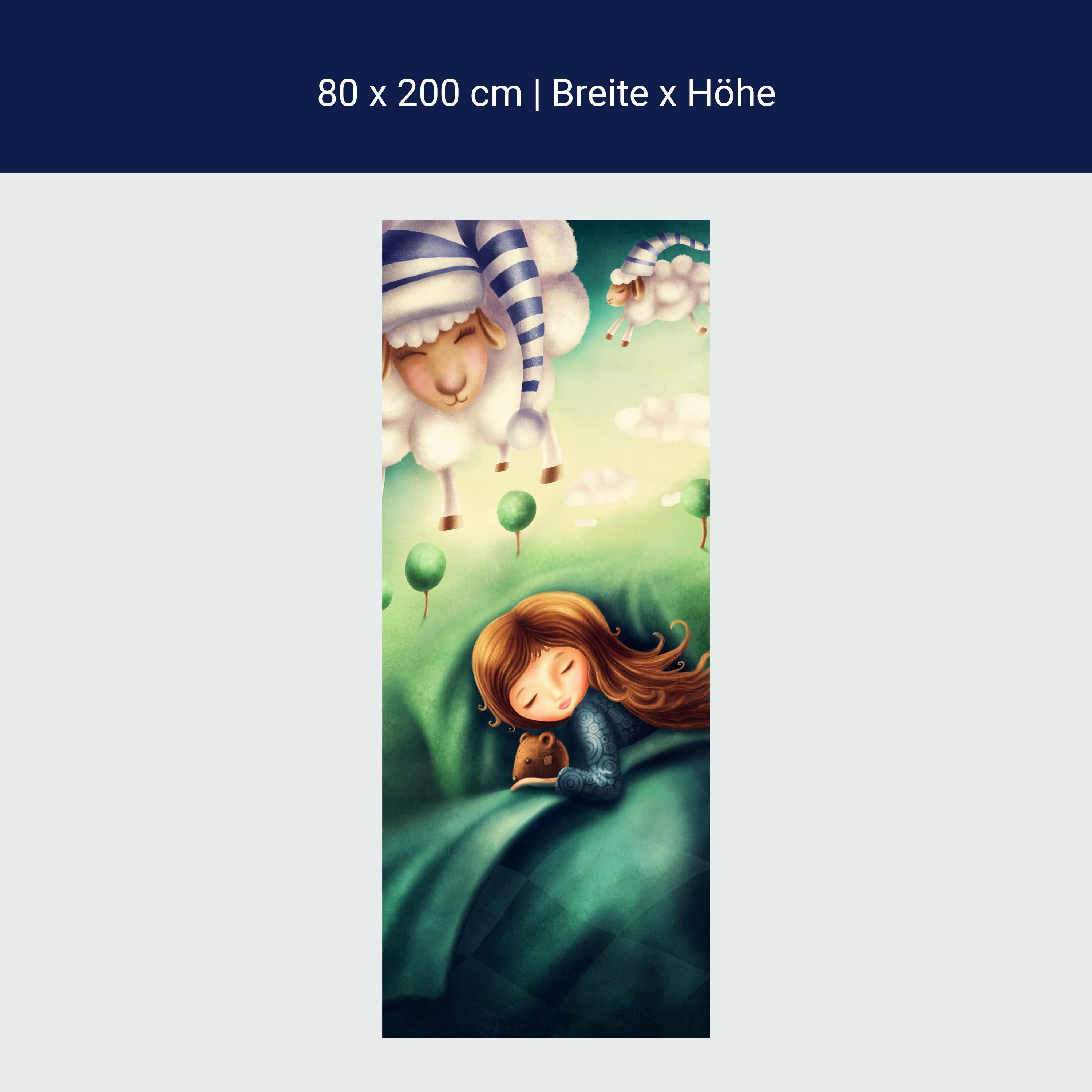 Türtapete schlafendes Kind, Schafe, Träumen, Baum M1255 Türtapete schlafendes Kind, Schafe, Träumen, Baum M1255