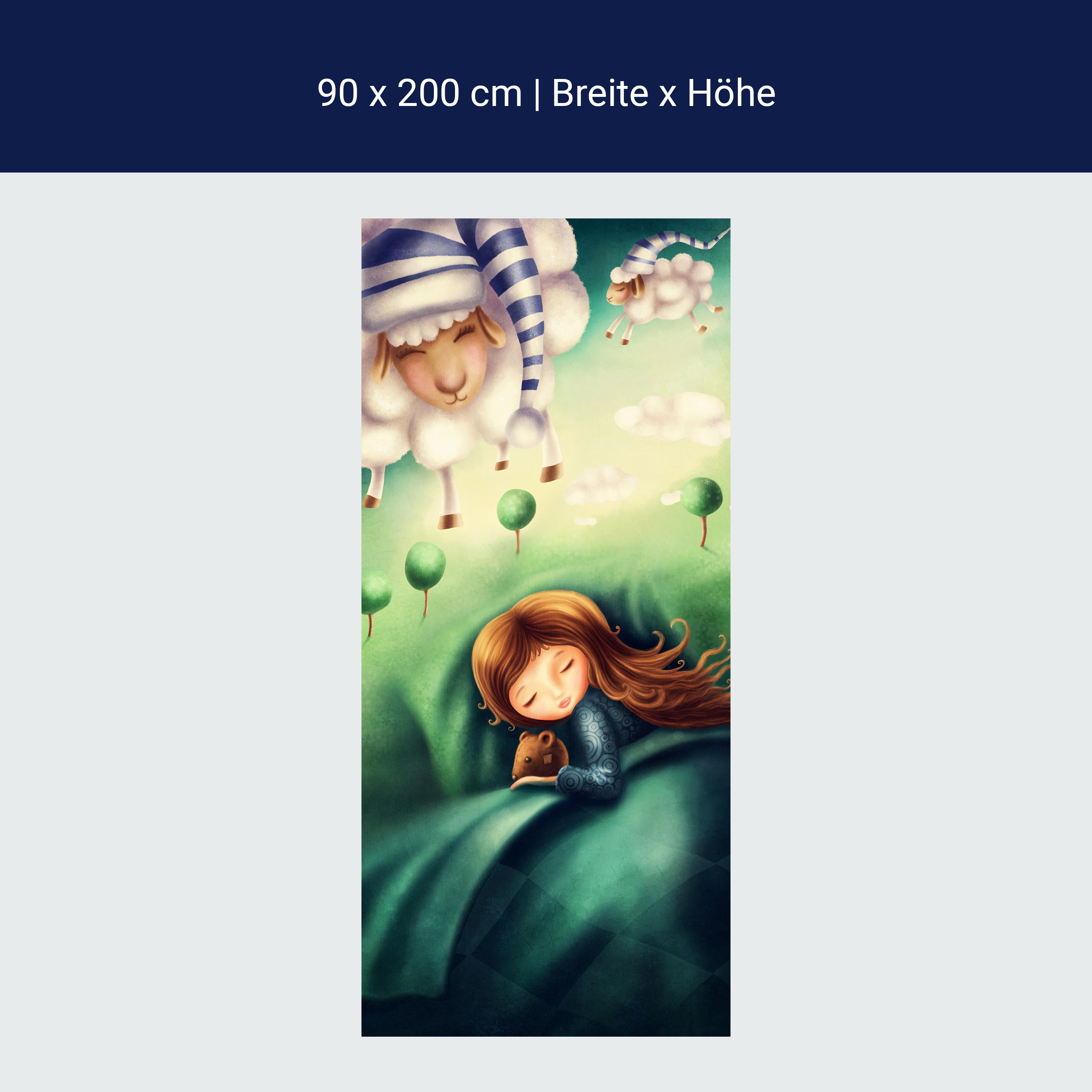 Türtapete schlafendes Kind, Schafe, Träumen, Baum M1255 Türtapete schlafendes Kind, Schafe, Träumen, Baum M1255