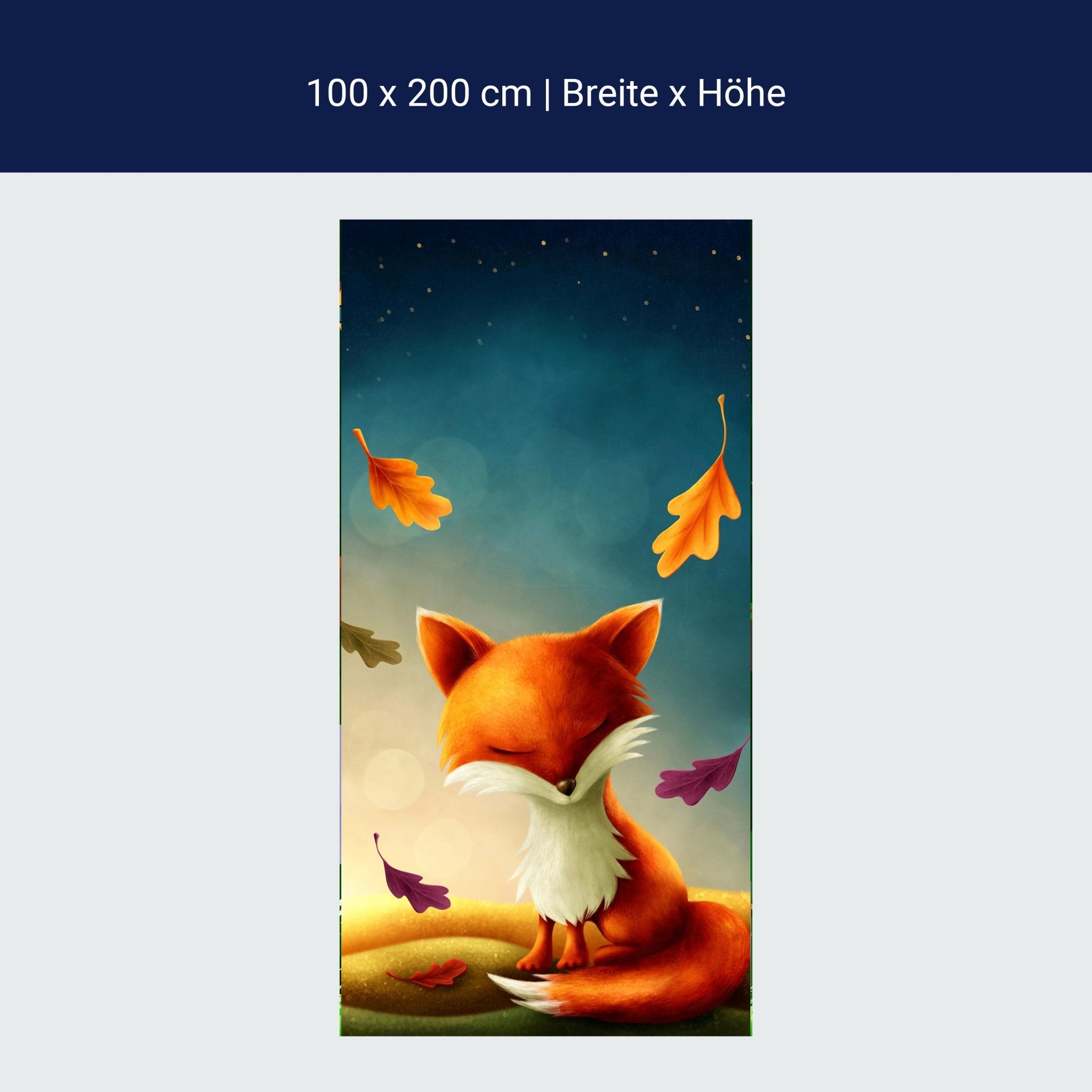 Türtapete Fuchs im Herbst, Blätter, Sterne, Himmel M1256 Türtapete Fuchs im Herbst, Blätter, Sterne, Himmel M1256