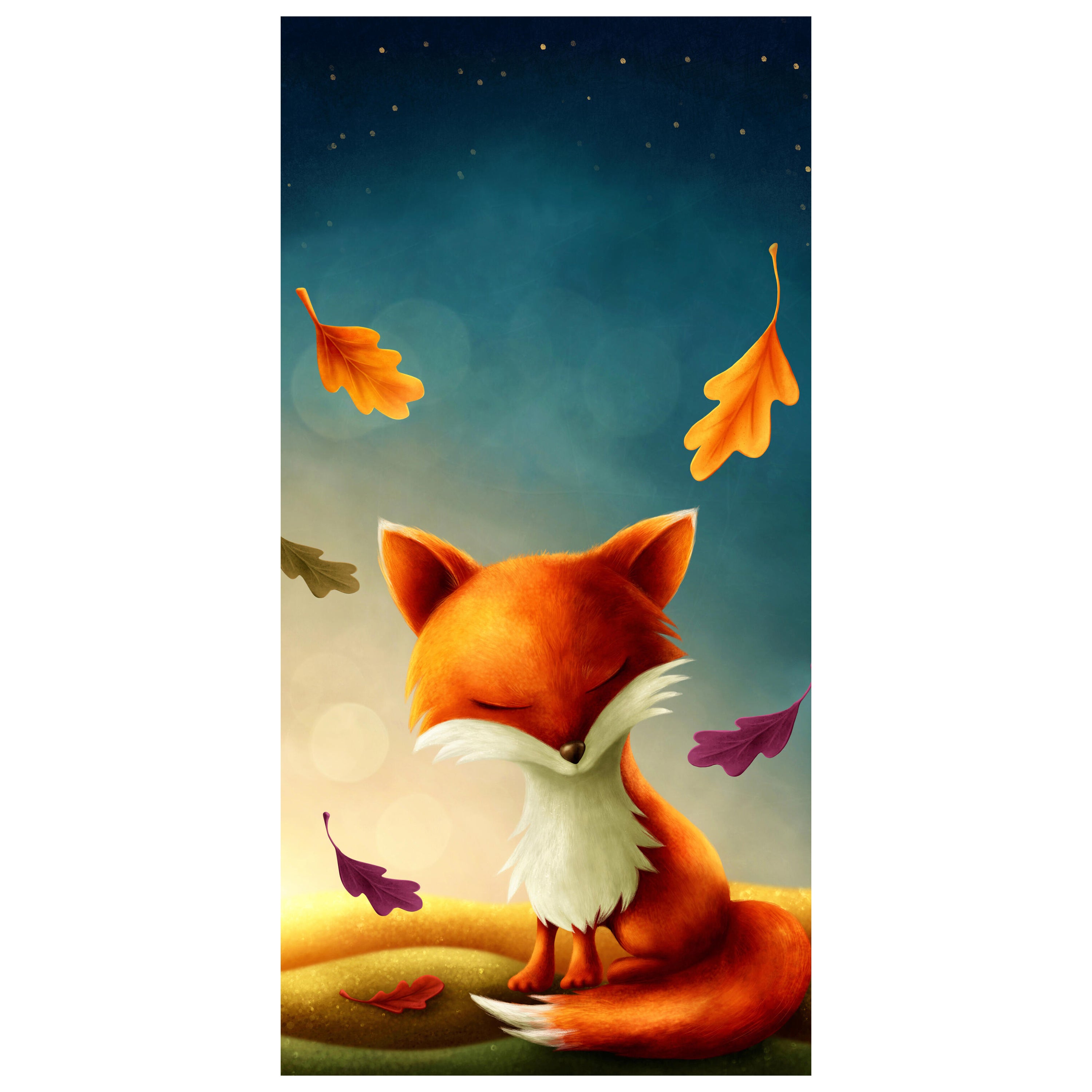 Türtapete Fuchs im Herbst, Blätter, Sterne, Himmel M1256 - Bild 2 Türtapete Fuchs im Herbst, Blätter, Sterne, Himmel M1256 - Bild 2