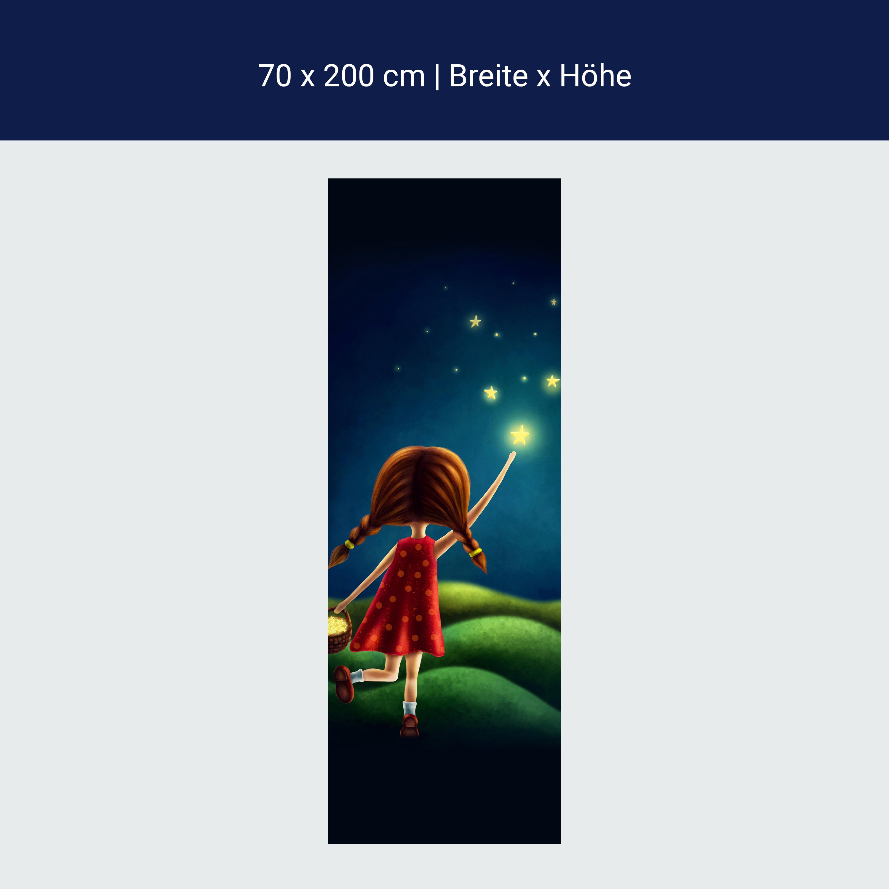 Türtapete Mädchen, Sterne sammeln, Nachthimmel M1257 Türtapete Mädchen, Sterne sammeln, Nachthimmel M1257