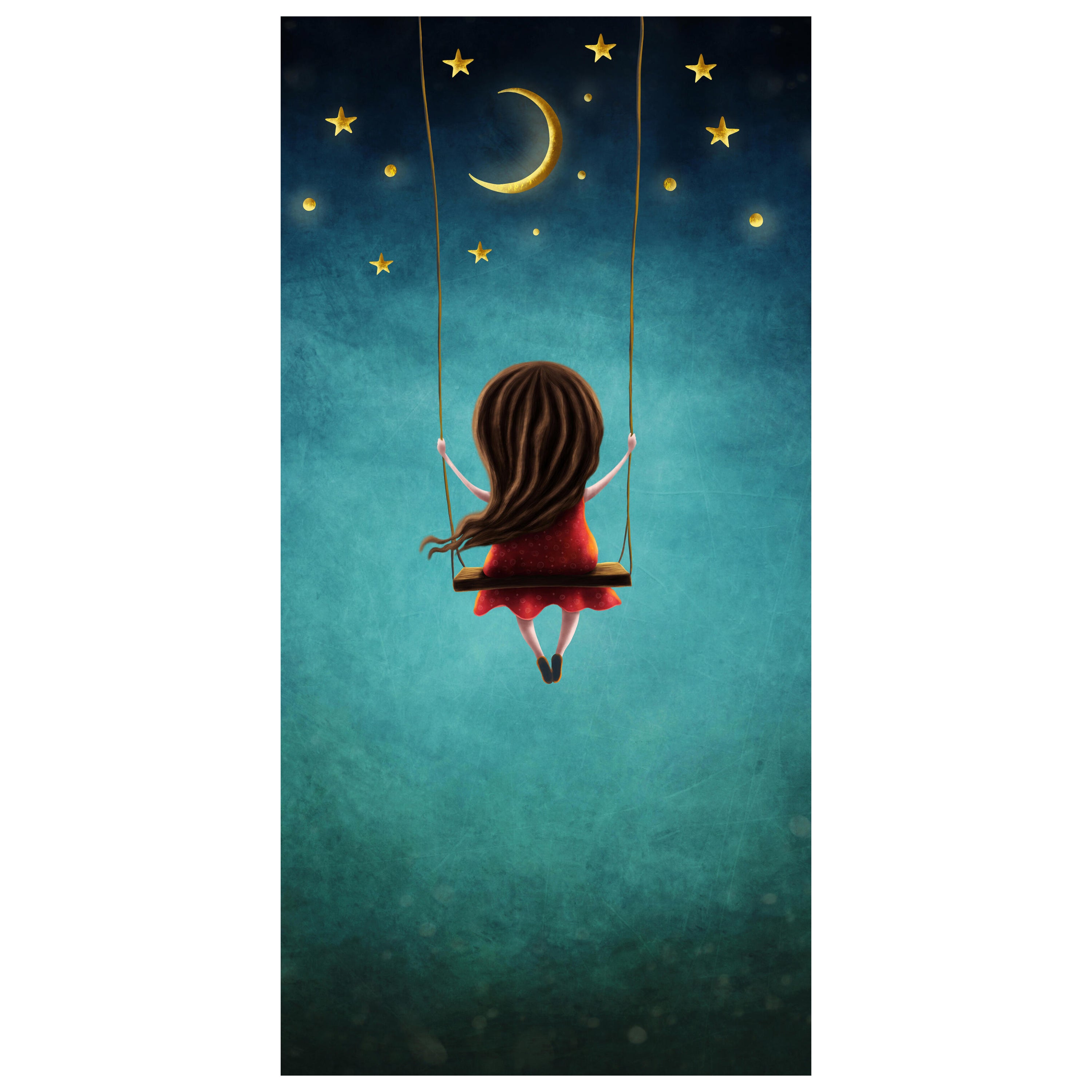 Türtapete Mädchen, Schaukel, Himmel, Mond, Sterne M1259 - Bild 2 Türtapete Mädchen, Schaukel, Himmel, Mond, Sterne M1259 - Bild 2