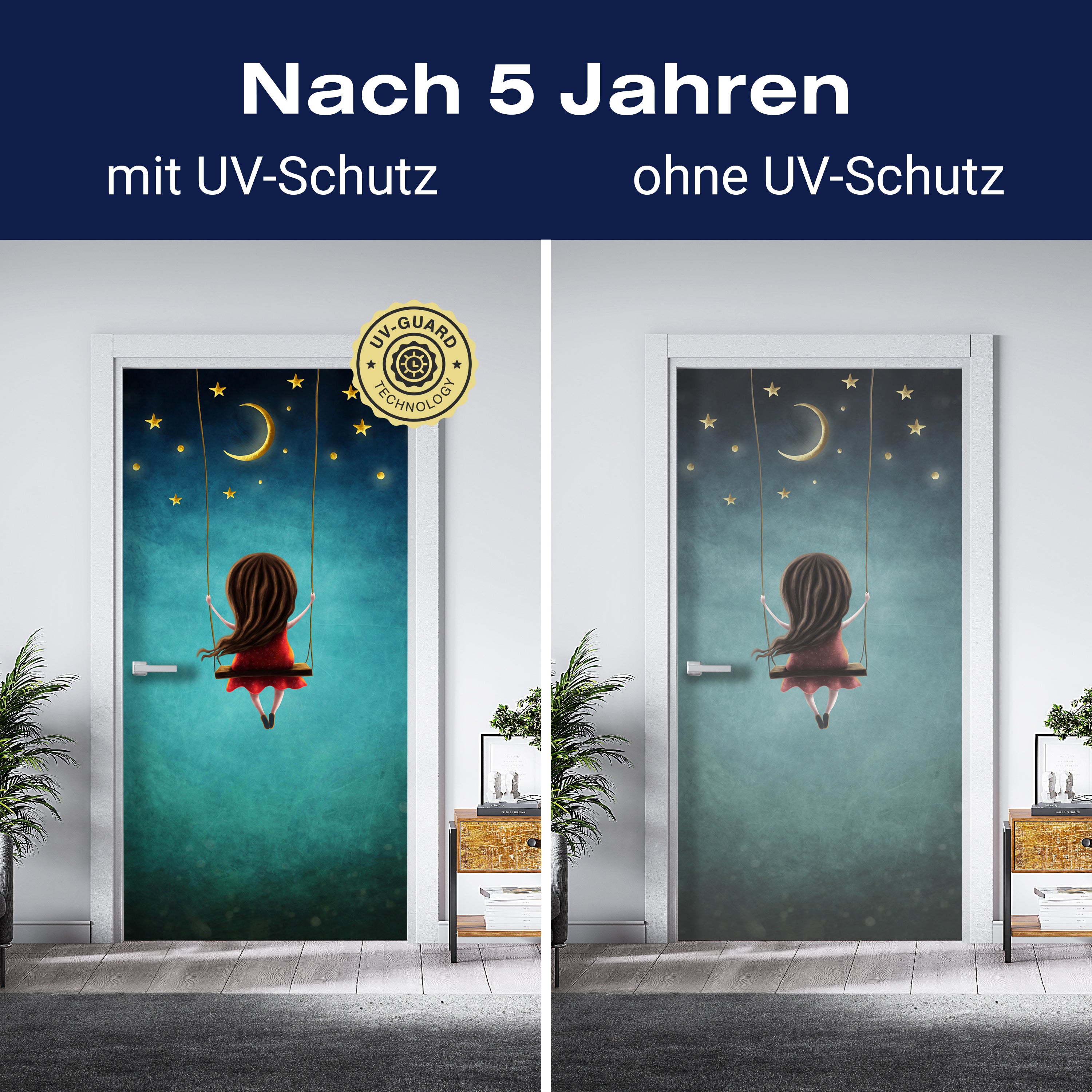 Türtapete Mädchen, Schaukel, Himmel, Mond, Sterne M1259 - Bild 4 Türtapete Mädchen, Schaukel, Himmel, Mond, Sterne M1259 - Bild 4