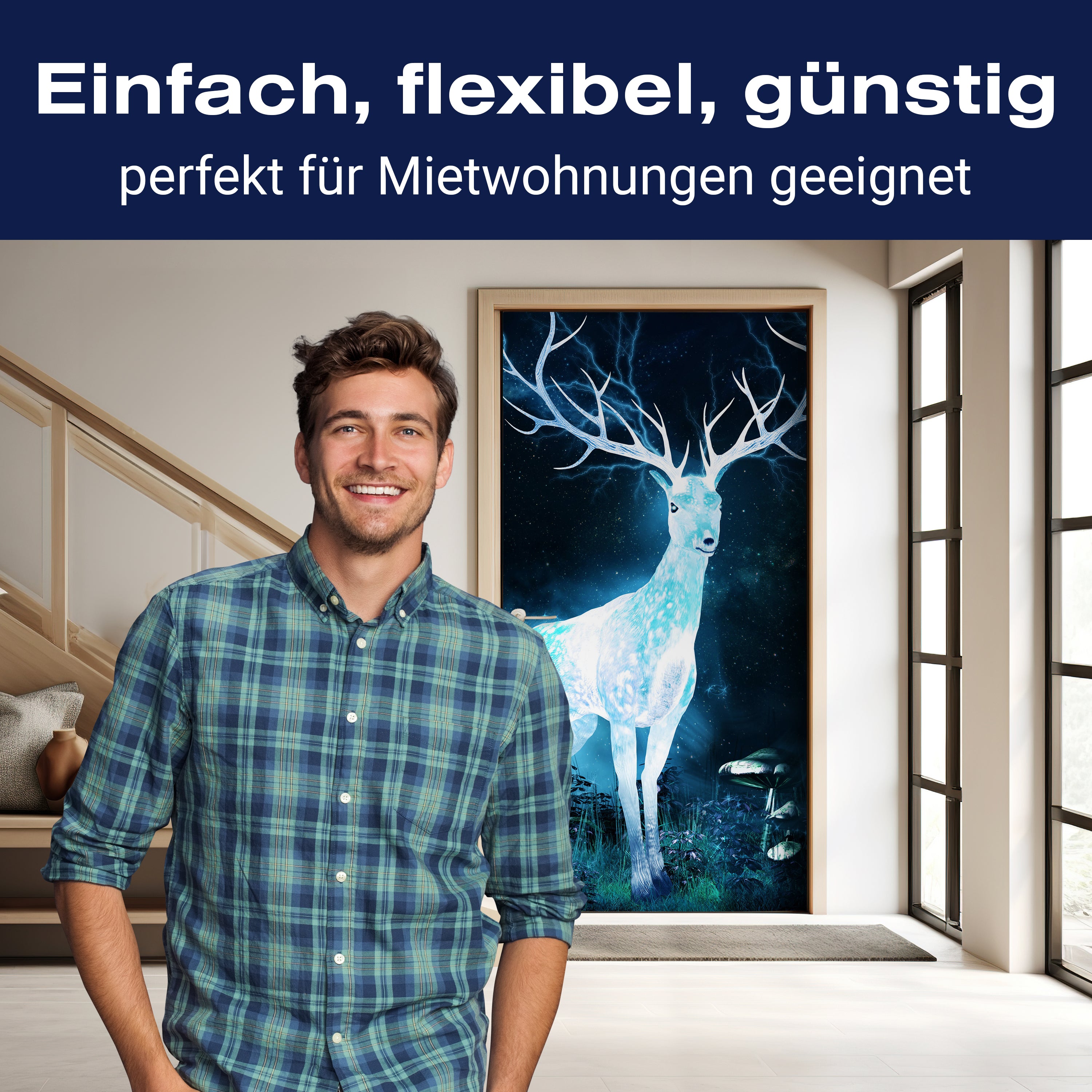 Türtapete Hirsch im Mondlicht, Nacht, Fantasy M1260 - Bild 3 Türtapete Hirsch im Mondlicht, Nacht, Fantasy M1260 - Bild 3