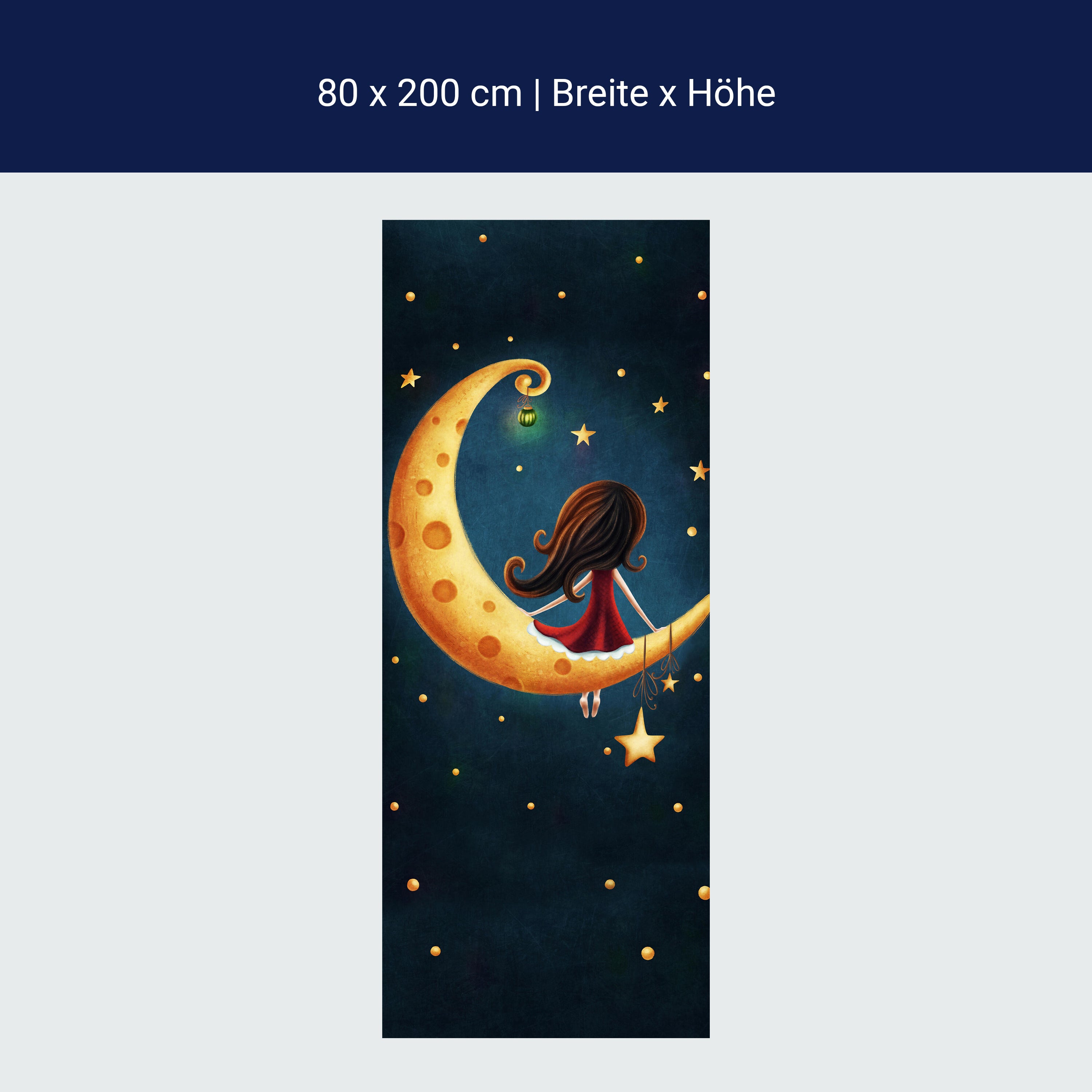 Türtapete Mädchen sitzt auf Mond, Nacht, Sterne M1262 Türtapete Mädchen sitzt auf Mond, Nacht, Sterne M1262