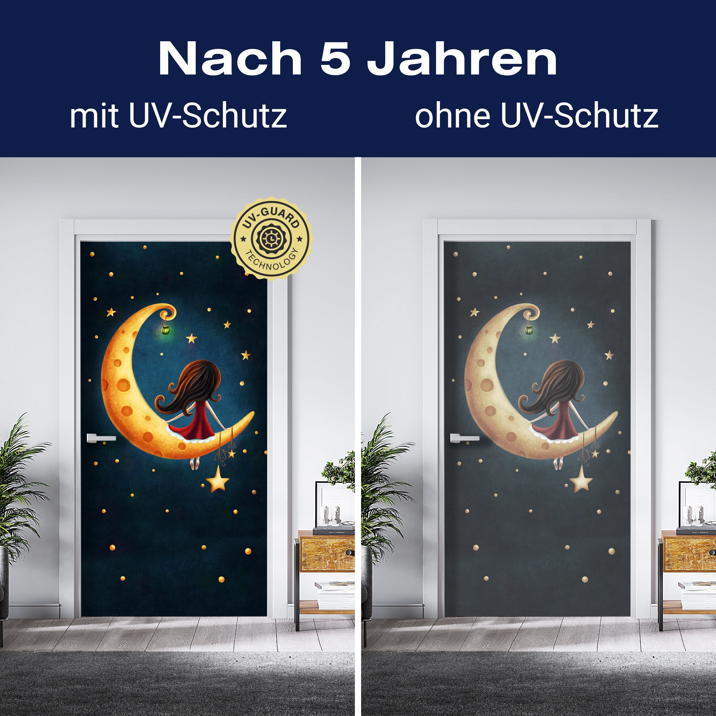 Türtapete Mädchen sitzt auf Mond, Nacht, Sterne M1262 - Bild 4 Türtapete Mädchen sitzt auf Mond, Nacht, Sterne M1262 - Bild 4