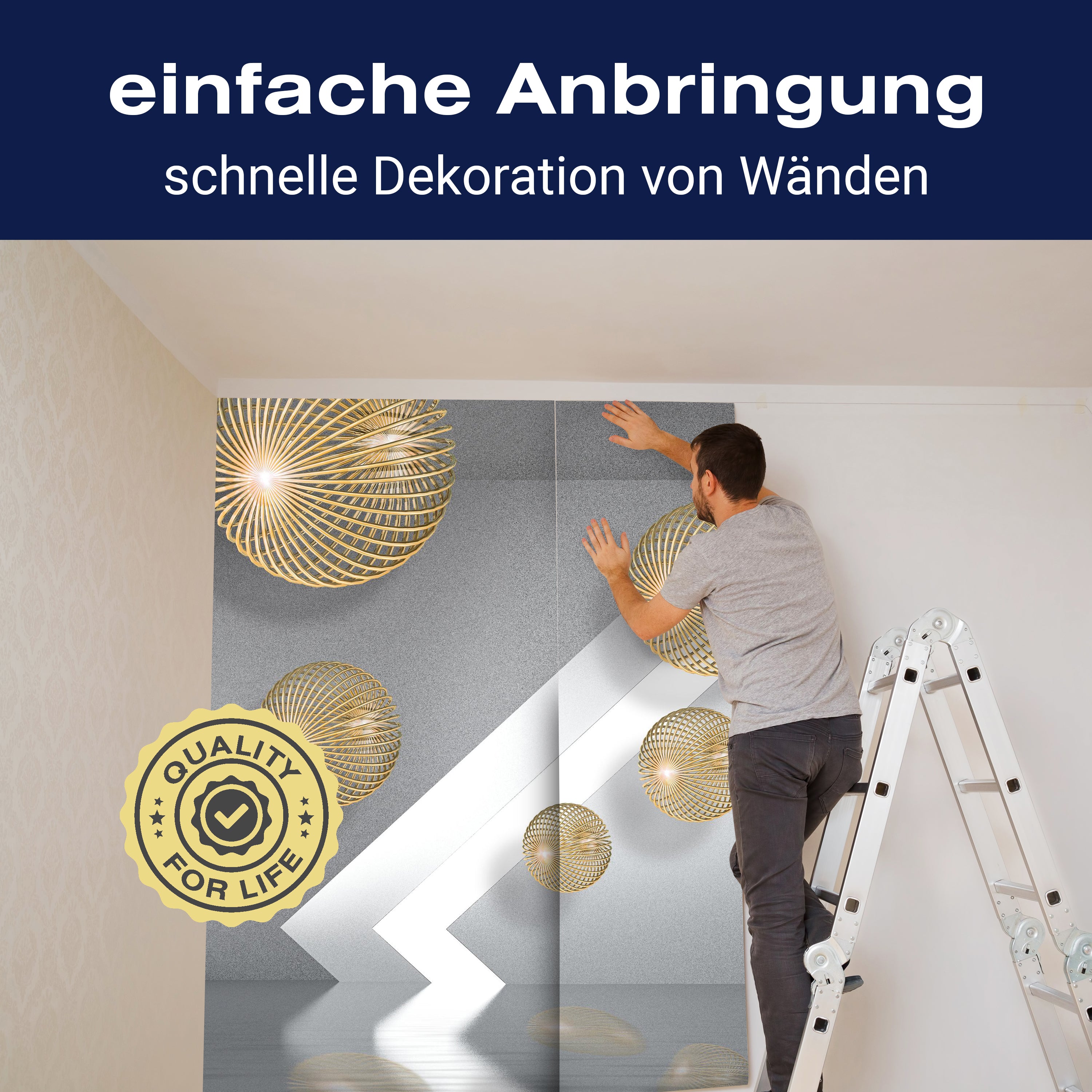 Fototapete Kugeln Gold 3D Effekt M1263 - Bild 3 Fototapete Kugeln Gold 3D Effekt M1263 - Bild 3