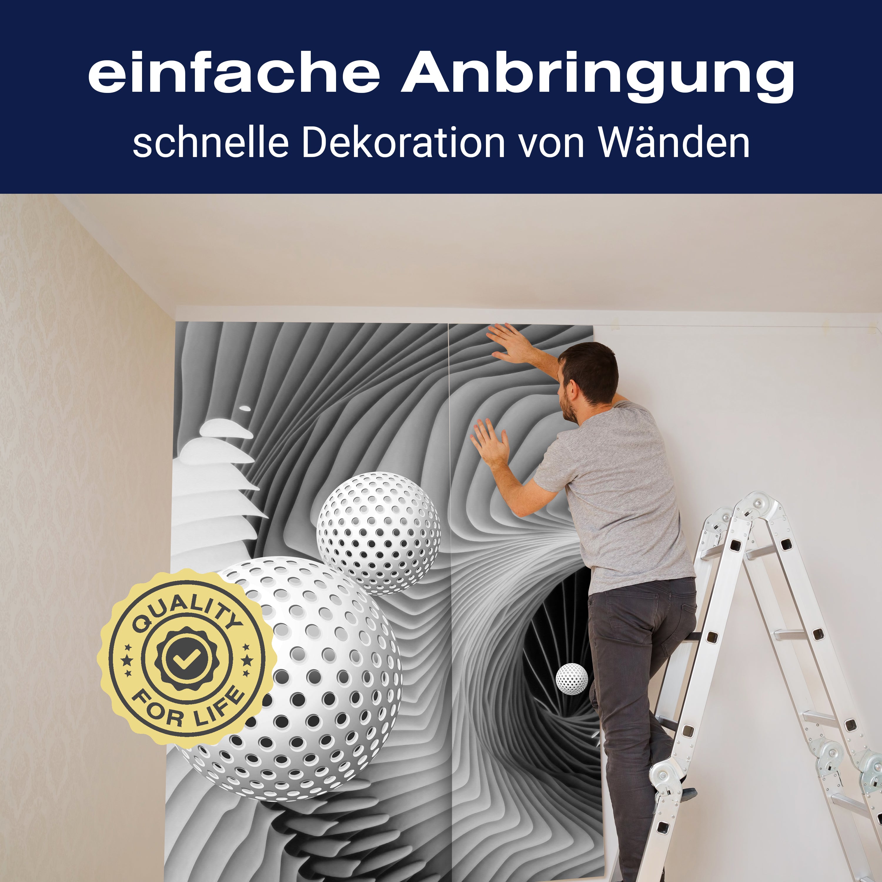 Fototapete Kugeln 3D Effekt Schwarz weiß M1264 - Bild 3 Fototapete Kugeln 3D Effekt Schwarz weiß M1264 - Bild 3