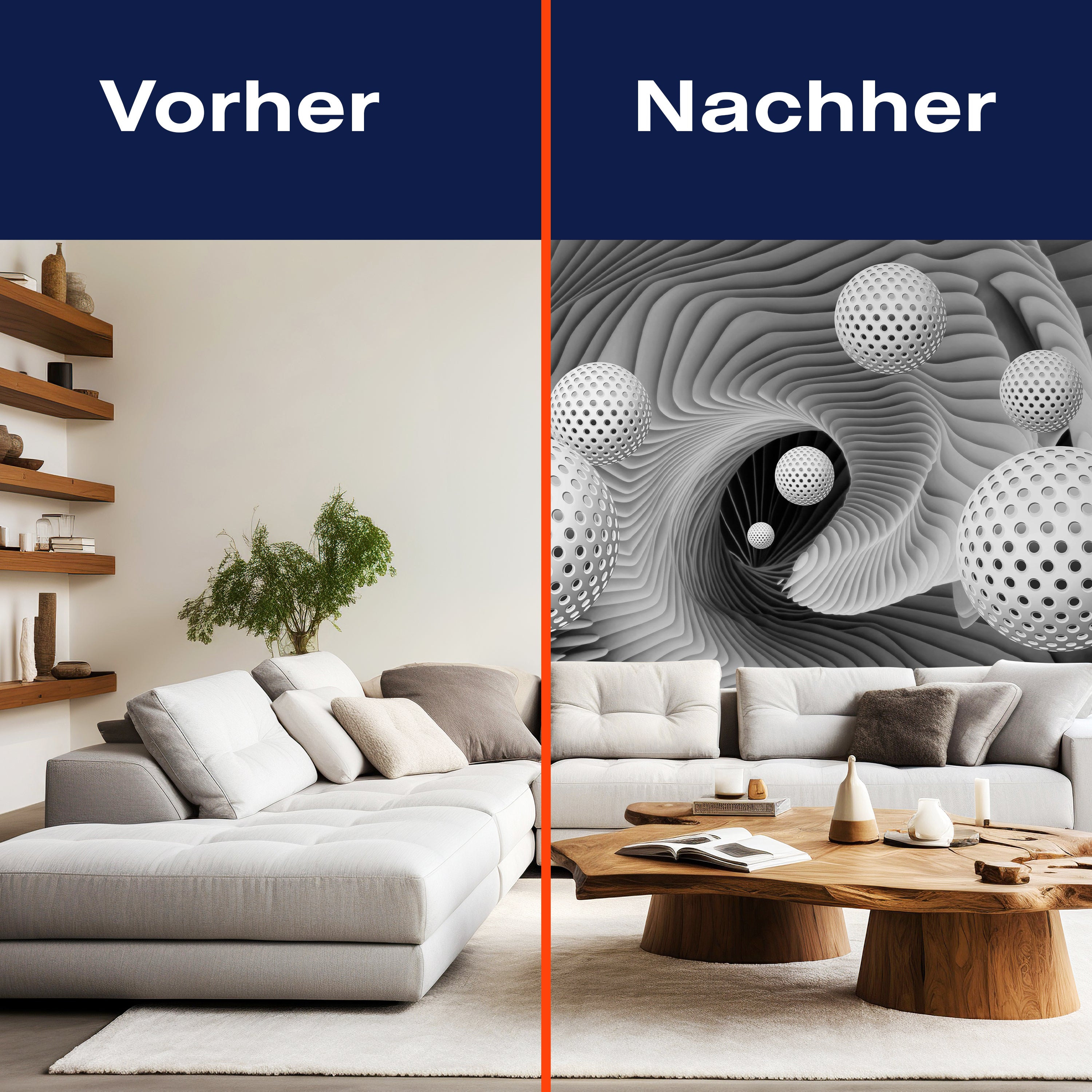 Fototapete Kugeln 3D Effekt Schwarz weiß M1264 - Bild 9 Fototapete Kugeln 3D Effekt Schwarz weiß M1264 - Bild 9