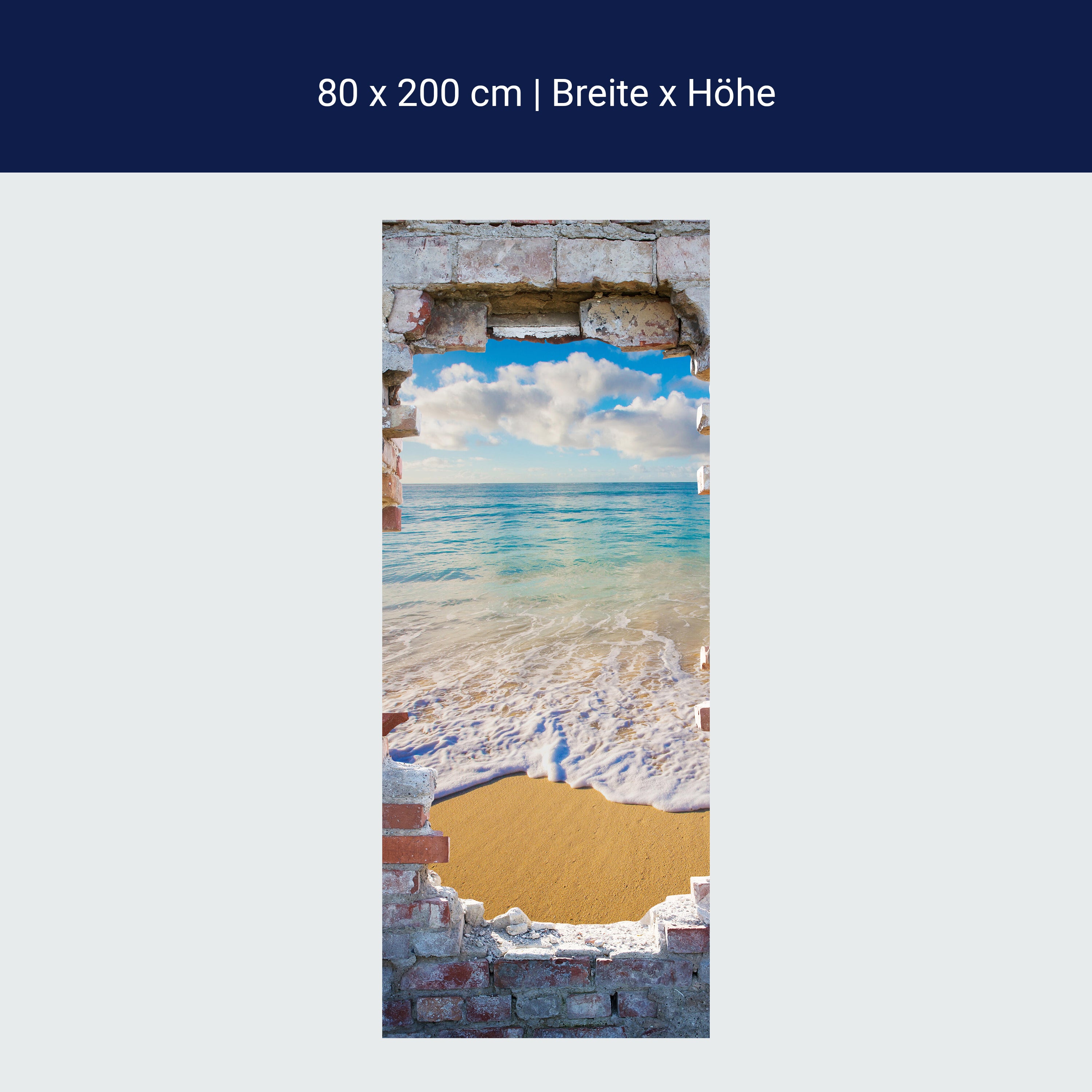 Türtapete 3D Steinwand, Ausblick, Meer, Strand M1265 Türtapete 3D Steinwand, Ausblick, Meer, Strand M1265