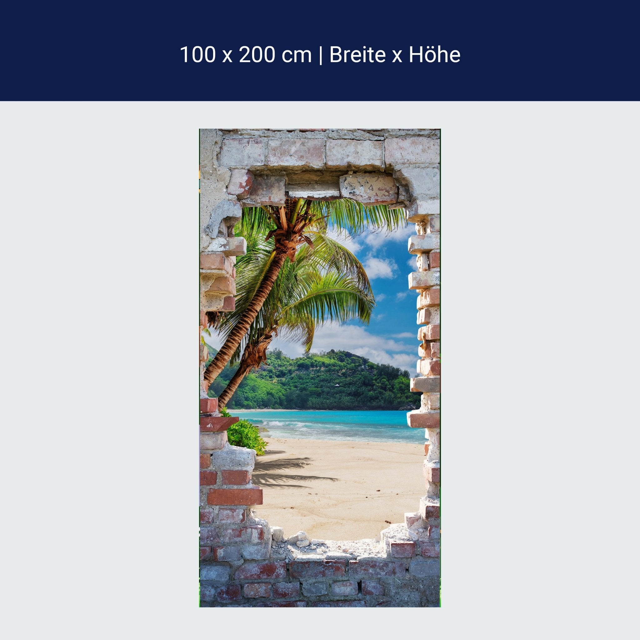 Türtapete 3D Steinwand, Paradies, Meer, Strand M1266 Türtapete 3D Steinwand, Paradies, Meer, Strand M1266