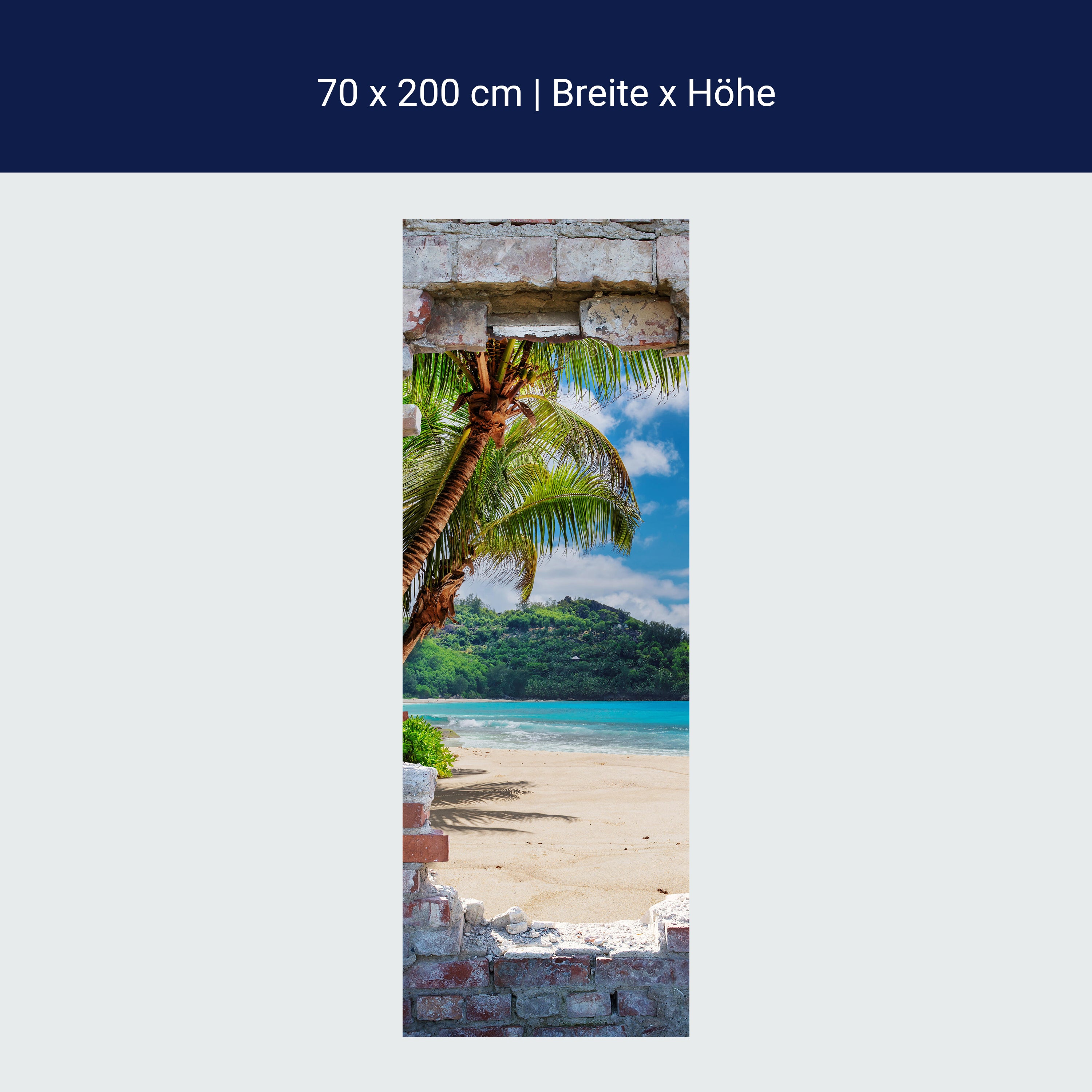 Türtapete 3D Steinwand, Paradies, Meer, Strand M1266 Türtapete 3D Steinwand, Paradies, Meer, Strand M1266