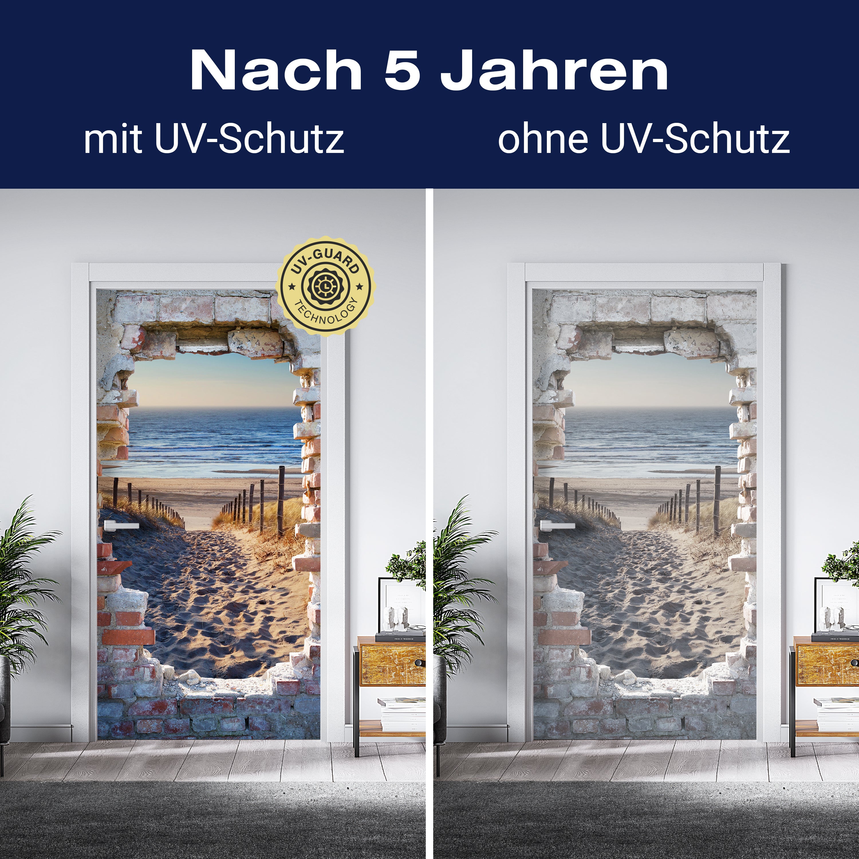 Türtapete 3D Steinwand, Weg zum Strand, Meer M1267 - Bild 4 Türtapete 3D Steinwand, Weg zum Strand, Meer M1267 - Bild 4