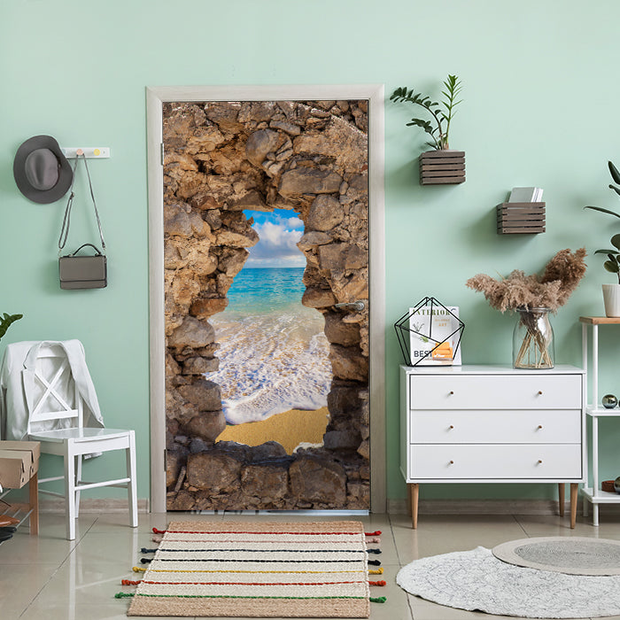 Türtapete 3D Steine, Brandung, Meer, Strand, Blau M1269 - Bild 1 Türtapete 3D Steine, Brandung, Meer, Strand, Blau M1269 - Bild 1