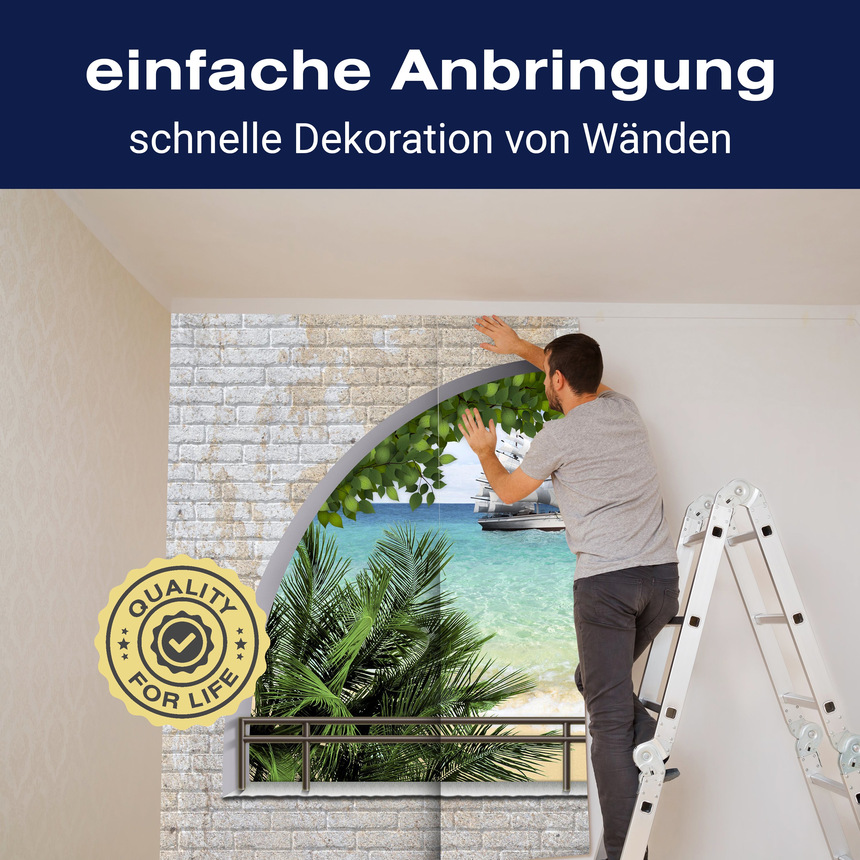 Fototapete Ziegelmauer Meer Palmen M1270 - Bild 3 Fototapete Ziegelmauer Meer Palmen M1270 - Bild 3