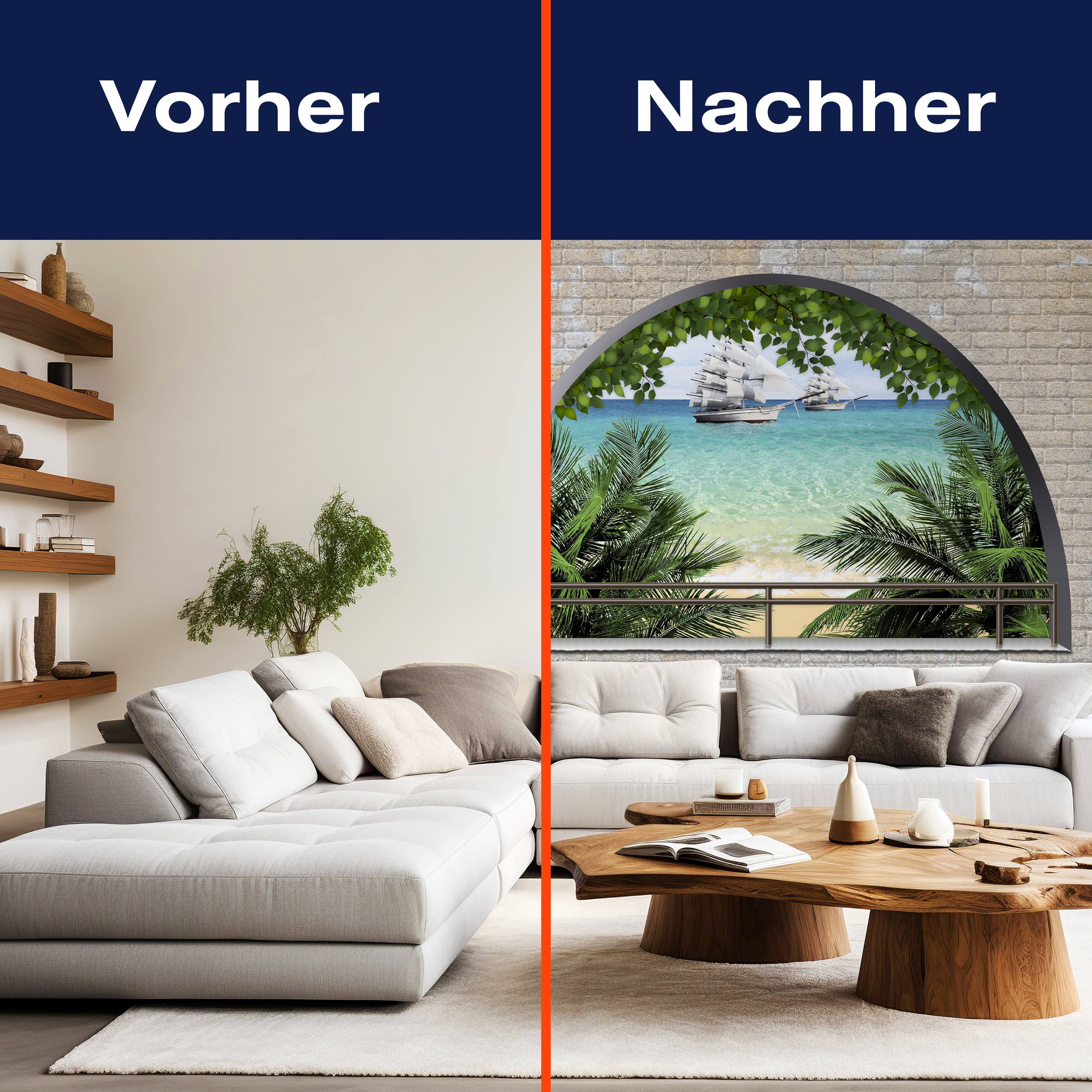 Fototapete Ziegelmauer Meer Palmen M1270 - Bild 9 Fototapete Ziegelmauer Meer Palmen M1270 - Bild 9